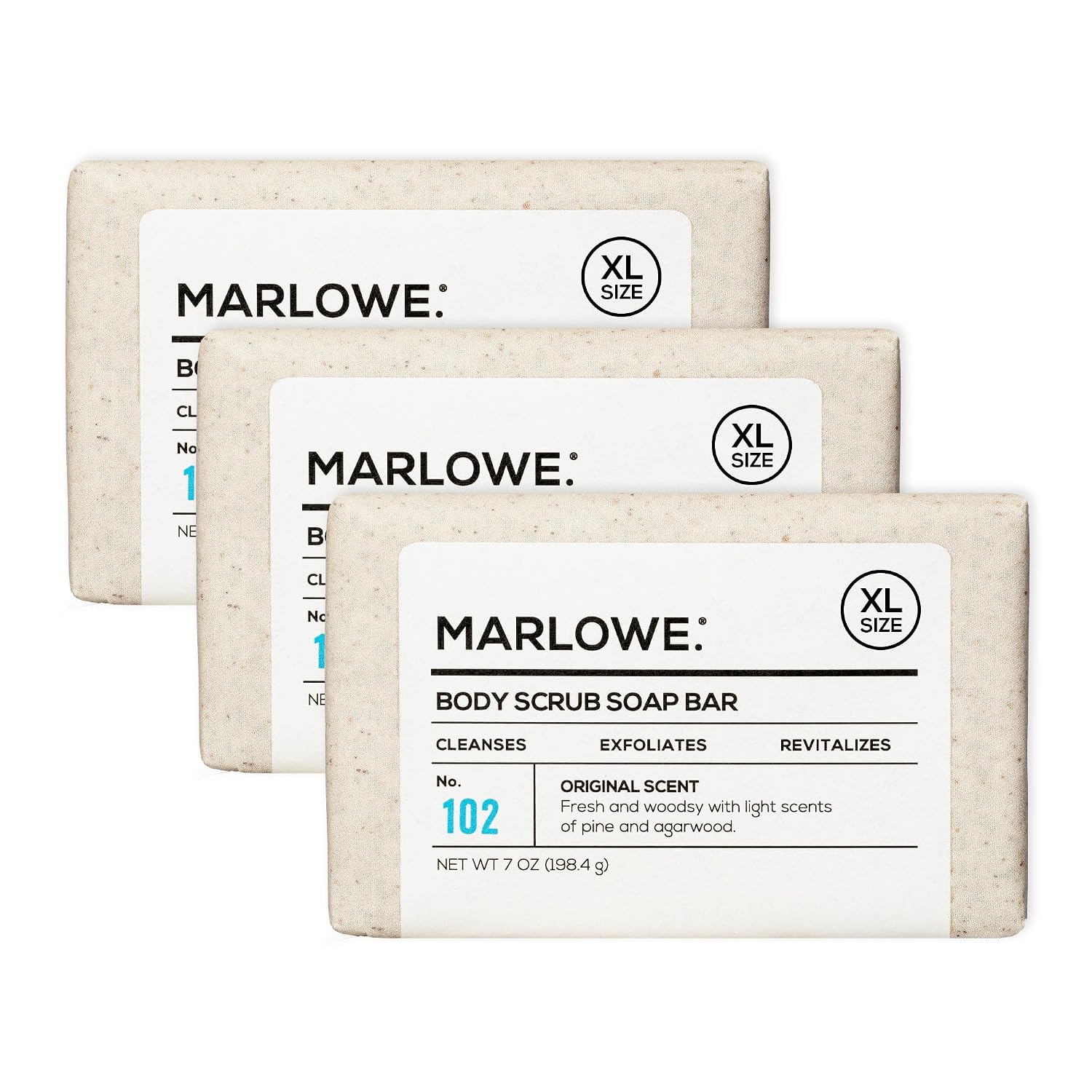 MARLOWE. Body Scrub Soap, Exfoliating Soap Bar, Sage + Fir, 7 oz | Scrub Soap Bar that deeply cleanses and exfoliates while buffing away rough, dry skin. Original Sage + Fir scent.