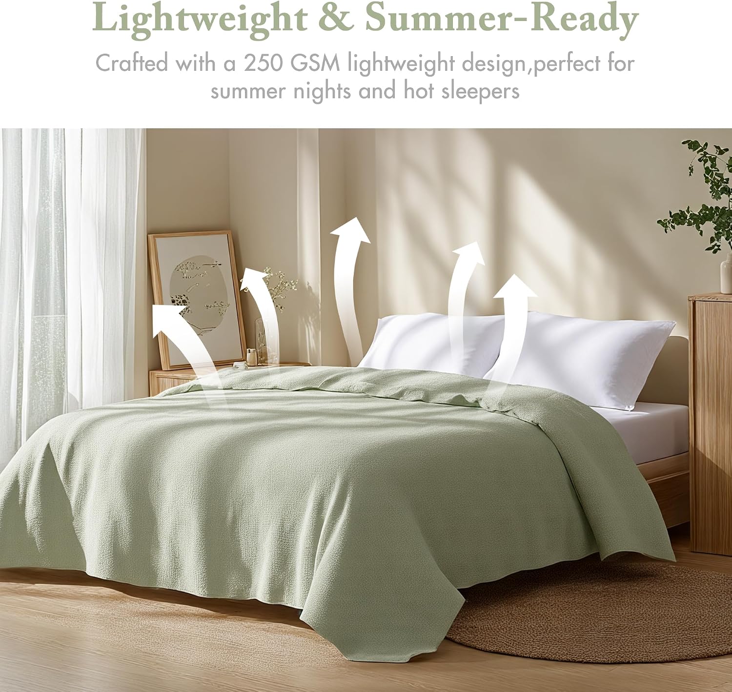 Madison Park 100% Cotton Breathable Queen Size Blanket for Bed, Blue | Freshspun Basketweave, All Season, Farmhouse Classic Bed Cover Full for Summer, OEKO TEX, Warm Home Essential For Couch, Sofa
