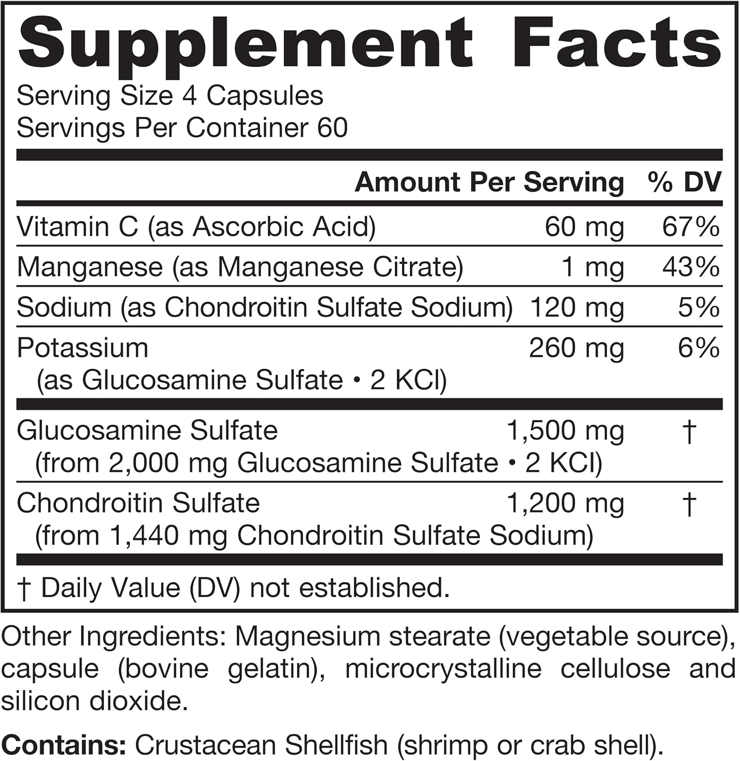 Jarrow Glucosamine + Chondroitin, Nutrient Support, 240 Capsules | Glucosamine Chondroitin Capsules, Dietary Supplement To Support Joint Health With Vitamin C & Manganese, 60 Servings