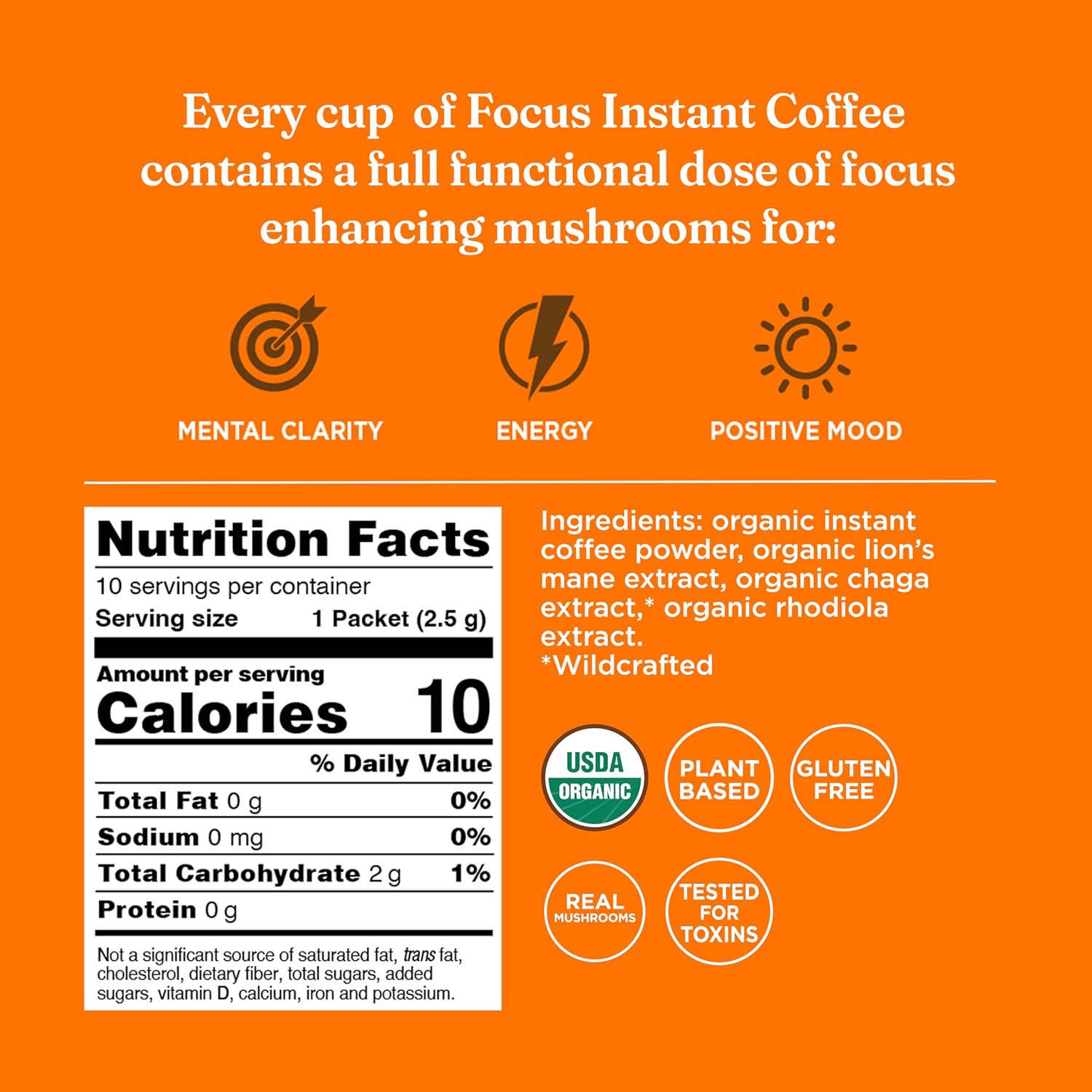 Four Sigmatic Mushroom Mix Coffee Lion's Mane | Focus | Pack of 3 (30 Packets Total)