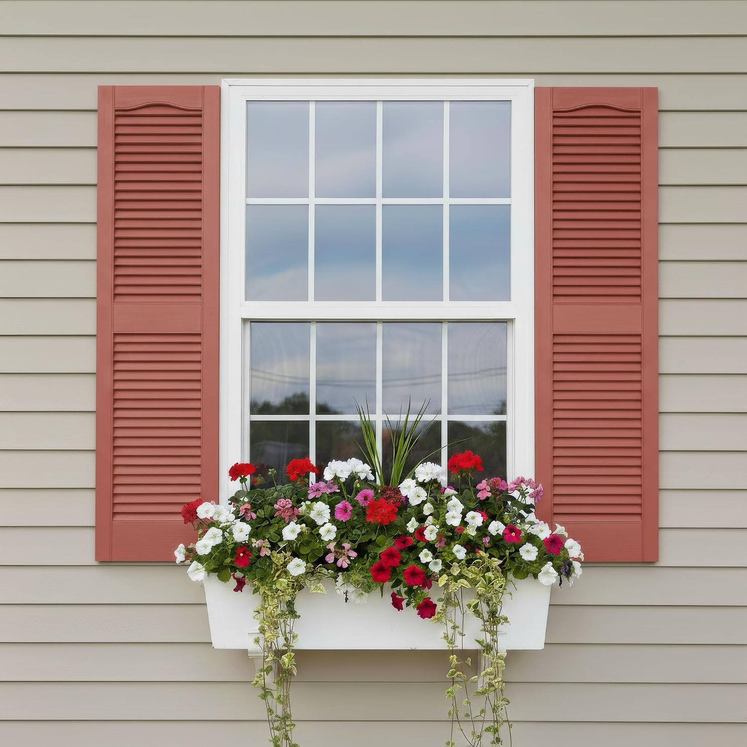 14 1/2"W x 60"H EverColor Open Louver Exterior Vinyl Shutters, w/Installation Shutter-Lok's & Matching Screws (Per Pair), Black