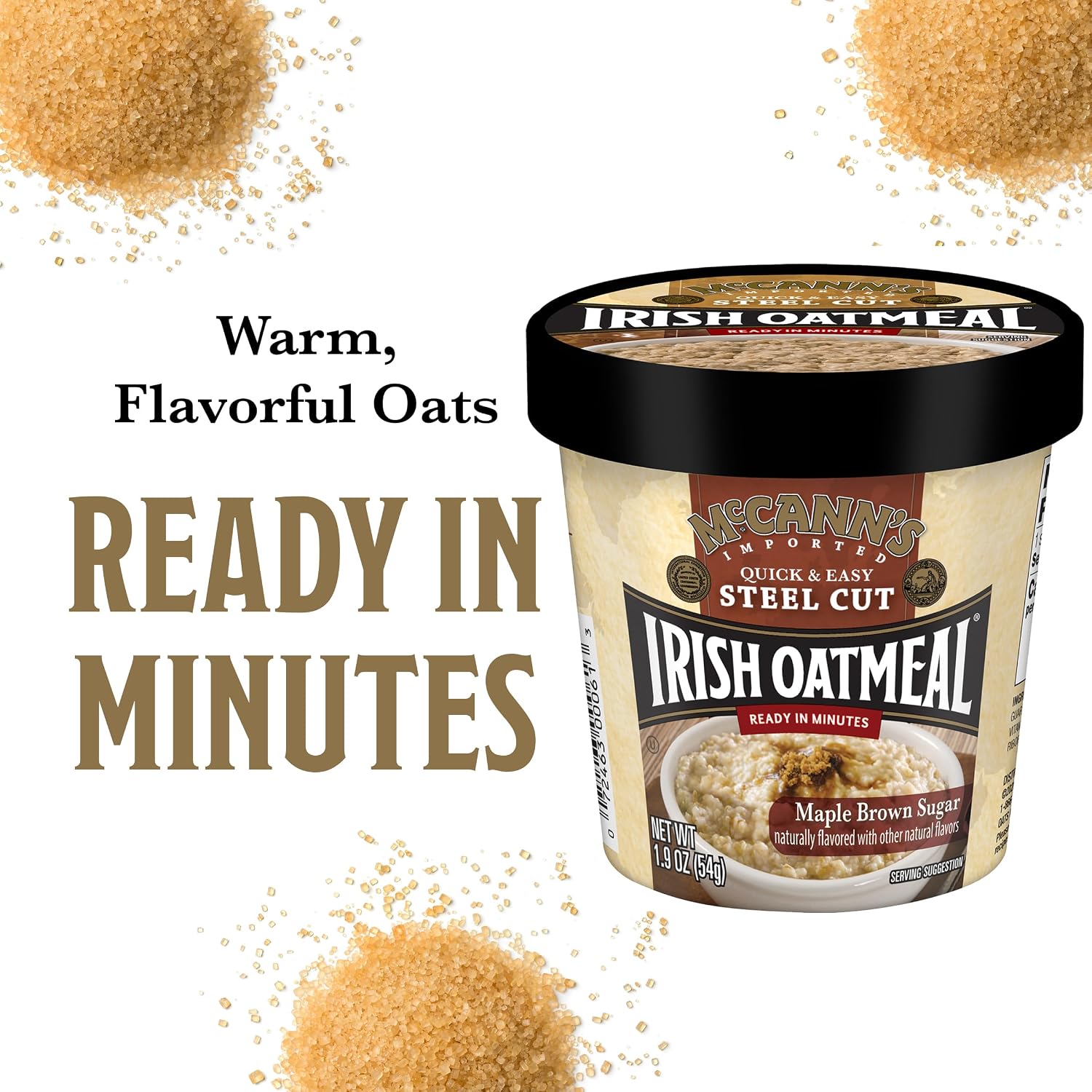 McCann's Irish Oatmeal Instant Oatmeal Cup, Maple Brown Sugar, 1.9 Ounce (Pack of 12)