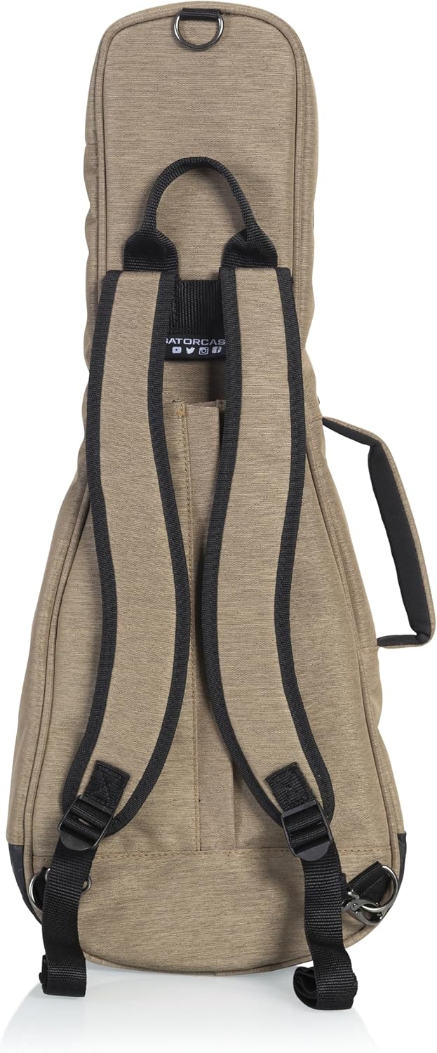 Gator Cases Transit Series Lightweight Bass Guitar Gig Bag with Back Pack Straps and Rubberized Base, Tan Exterior (GT-BASS-TAN)