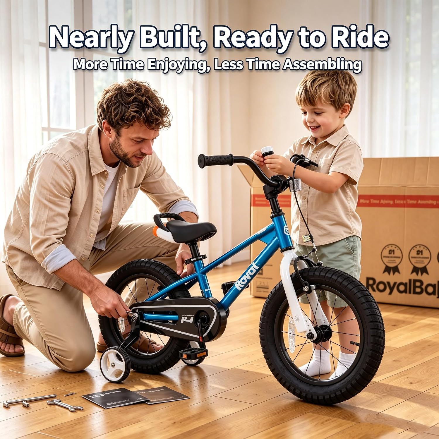 RoyalBaby Freestyle Kids Bike 12 14 16 Inch with Training Wheels, 18 Inch with Kickstand, Bicycle for Ages 3-10 Years Boys Girls