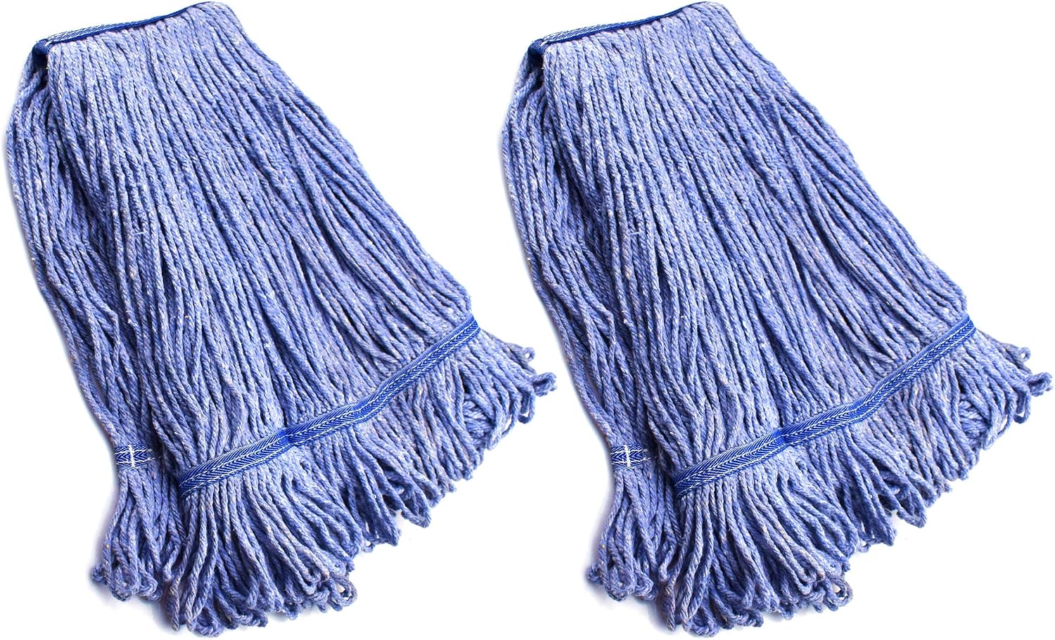 String Mop Heads Replacement Heavy Duty Commercial Grade Blue Cotton Looped End Wet Industrial Cleaning Mop Head Refills (4, Medium)