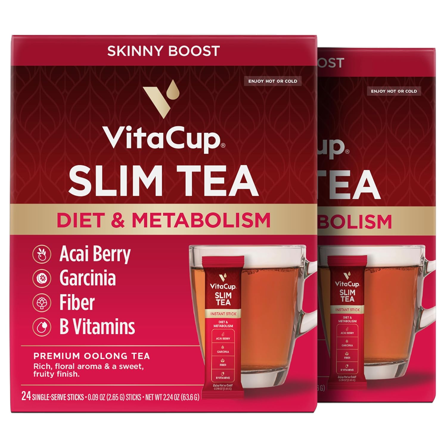 VitaCup Green Tea Instant Packets with Matcha, 16ct | B Vitamins, D3