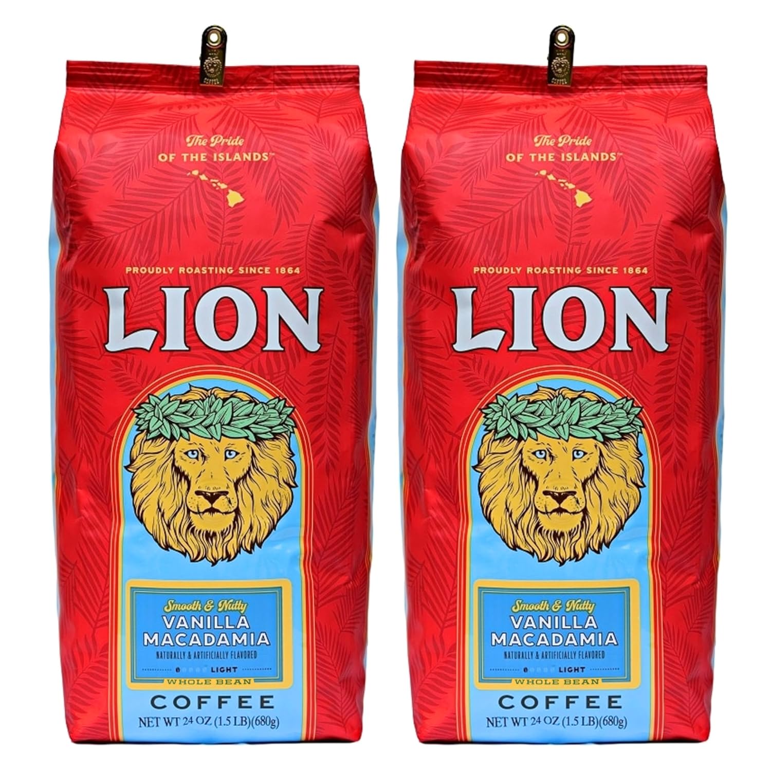 Lion Coffee 24K Gold Roast 100% Kona Whole Bean Coffee, Medium-Light Roast, A Taste of Aloha - 7 Ounce Bag