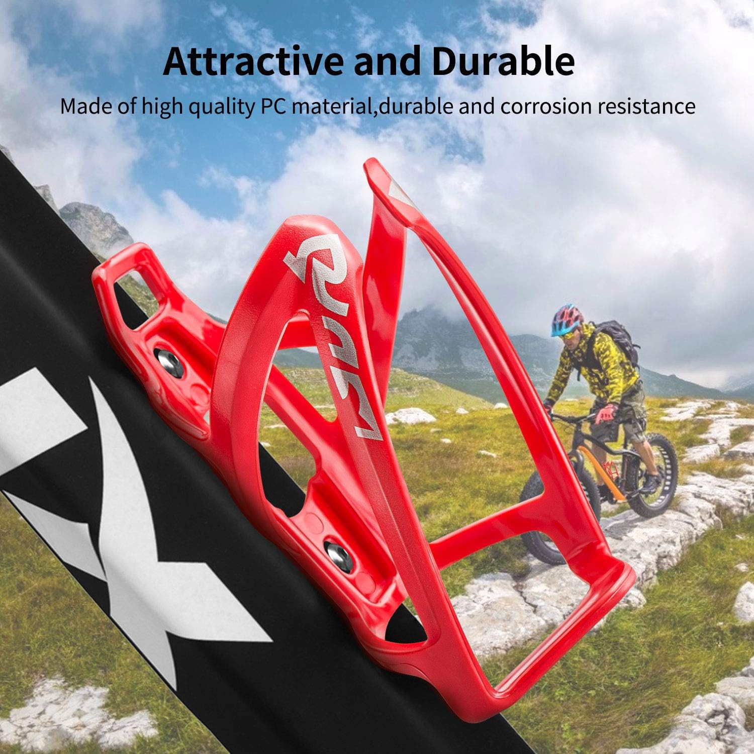 Suruid Bike Water Bottle Cage Ultra-Light Bicycle Bottle Holder Universal Bike Cup Holder Rack for Bicycle, Cycling, MTB, Road/Mountain Bikes 2 Pack - Black