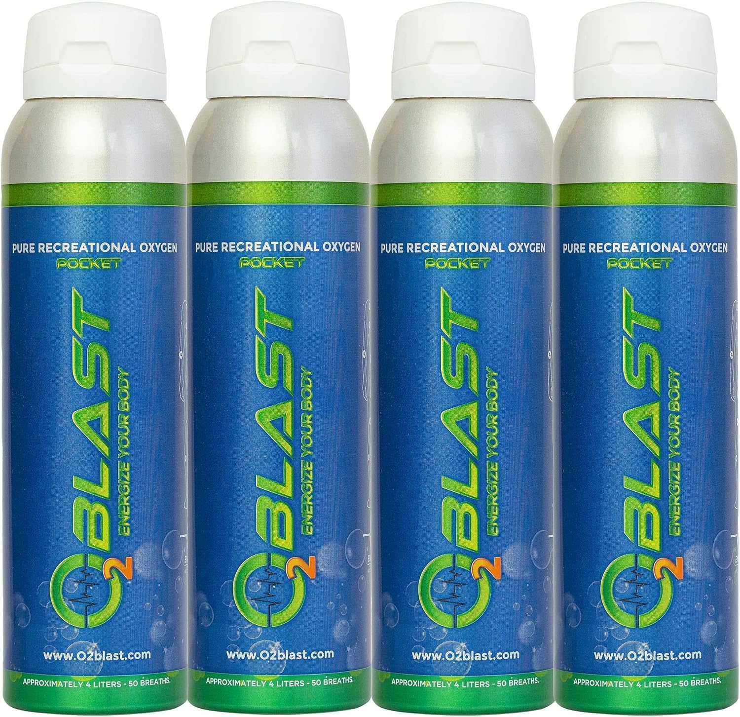 O2 Blast - 4L Portable Oxygen Can with Flip-Top Cap, Compact Design, 6-Pack
