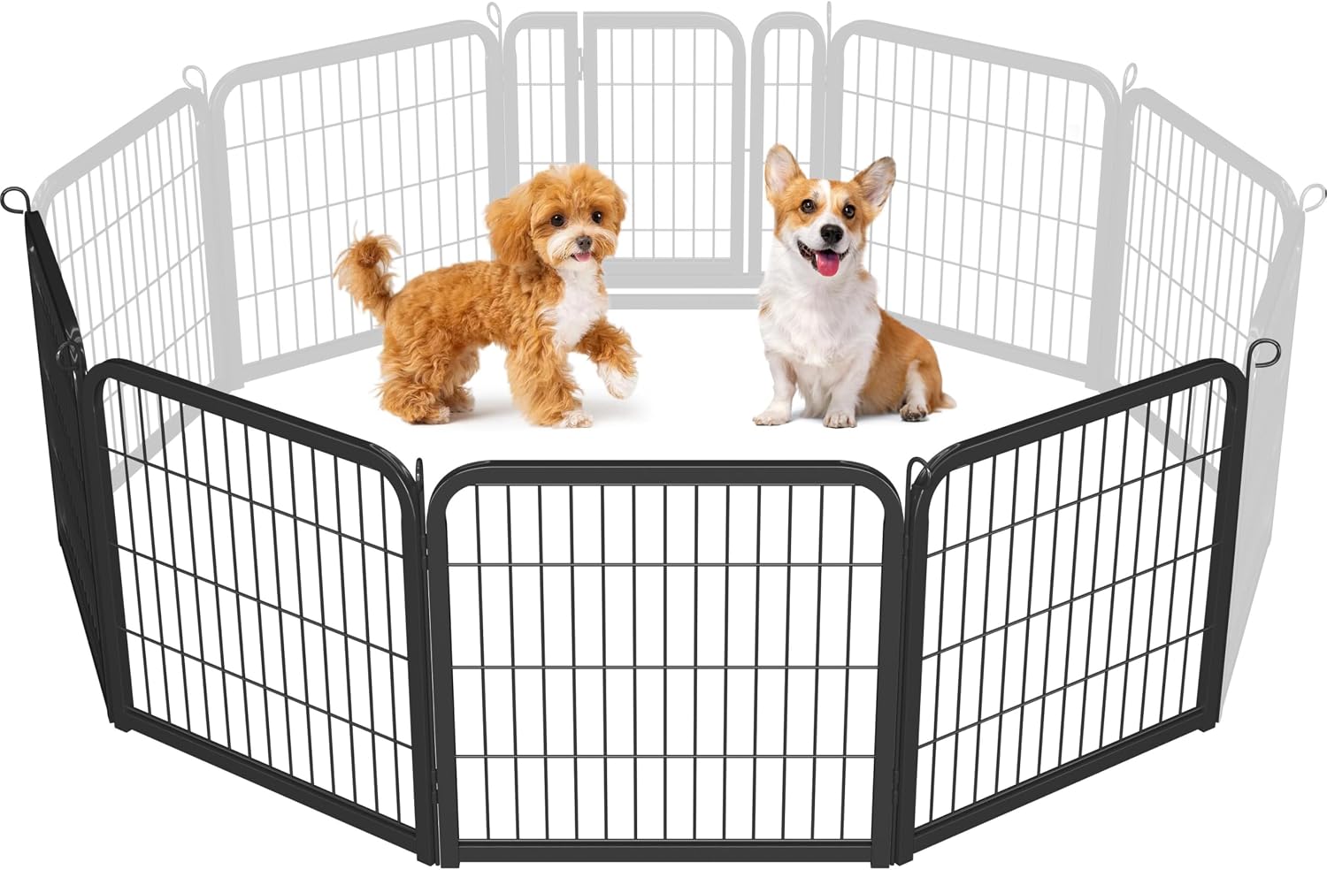 Yaheetech Dog Playpen 24in 16 Panels Pet Fence for Indoor Yard RV Camping | Easy Setup, Heavy Duty Rustproof Frame with Secure Latch Door, DIY Layouts,Foldable Storage, for Puppies & Small Dogs