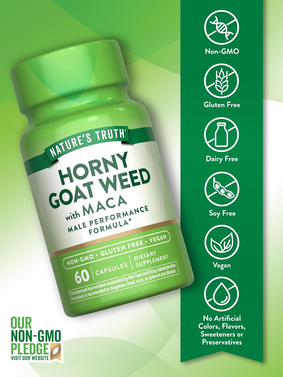 Nature's Truth Horny Goat Weed with Maca | 60 Powder Extract Capsules | Vegan, Non-GMO and Gluten Free Supplement