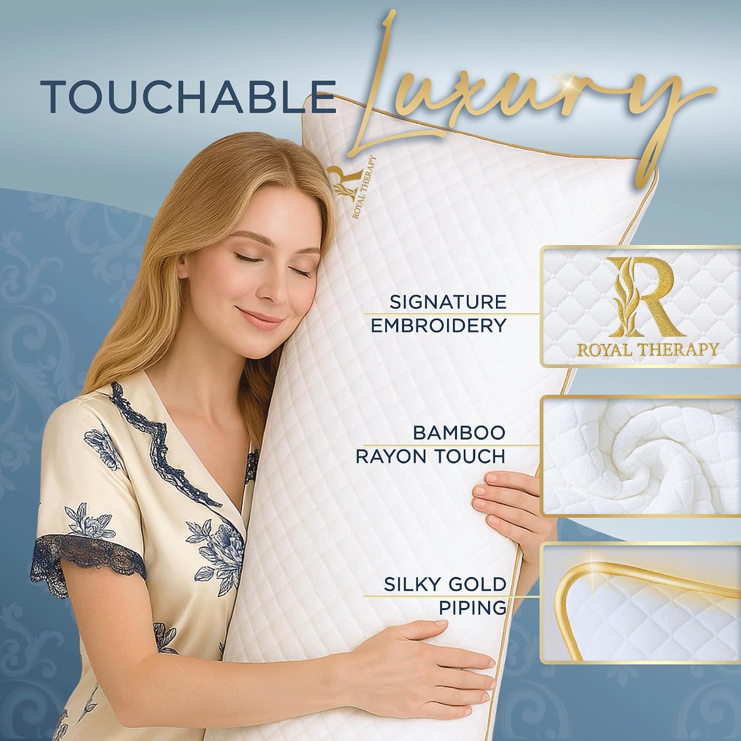 Royal Therapy Queen Size Set of 2-Shredded Memory Foam Pillow–Adjustable Memory Foam Pillow for Sleeping, Firm Pillow for Neck & Shoulder Support