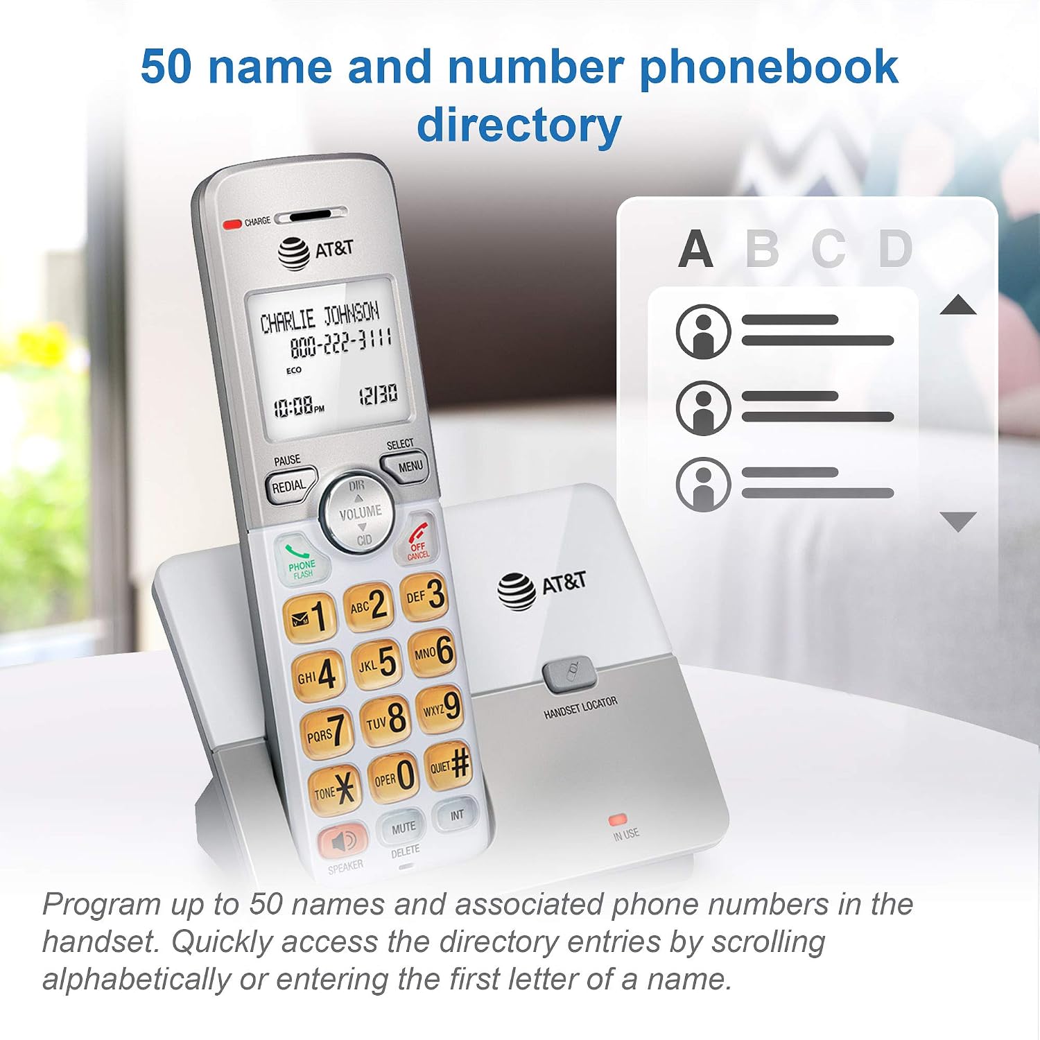 AT&T EL52213 2-Handset Cordless Phone, Light Champagne | Digital Answering System, Extra-Large Backlit Keys, Caller ID/Call Waiting, DECT 6.0, Expandable Speakerphone