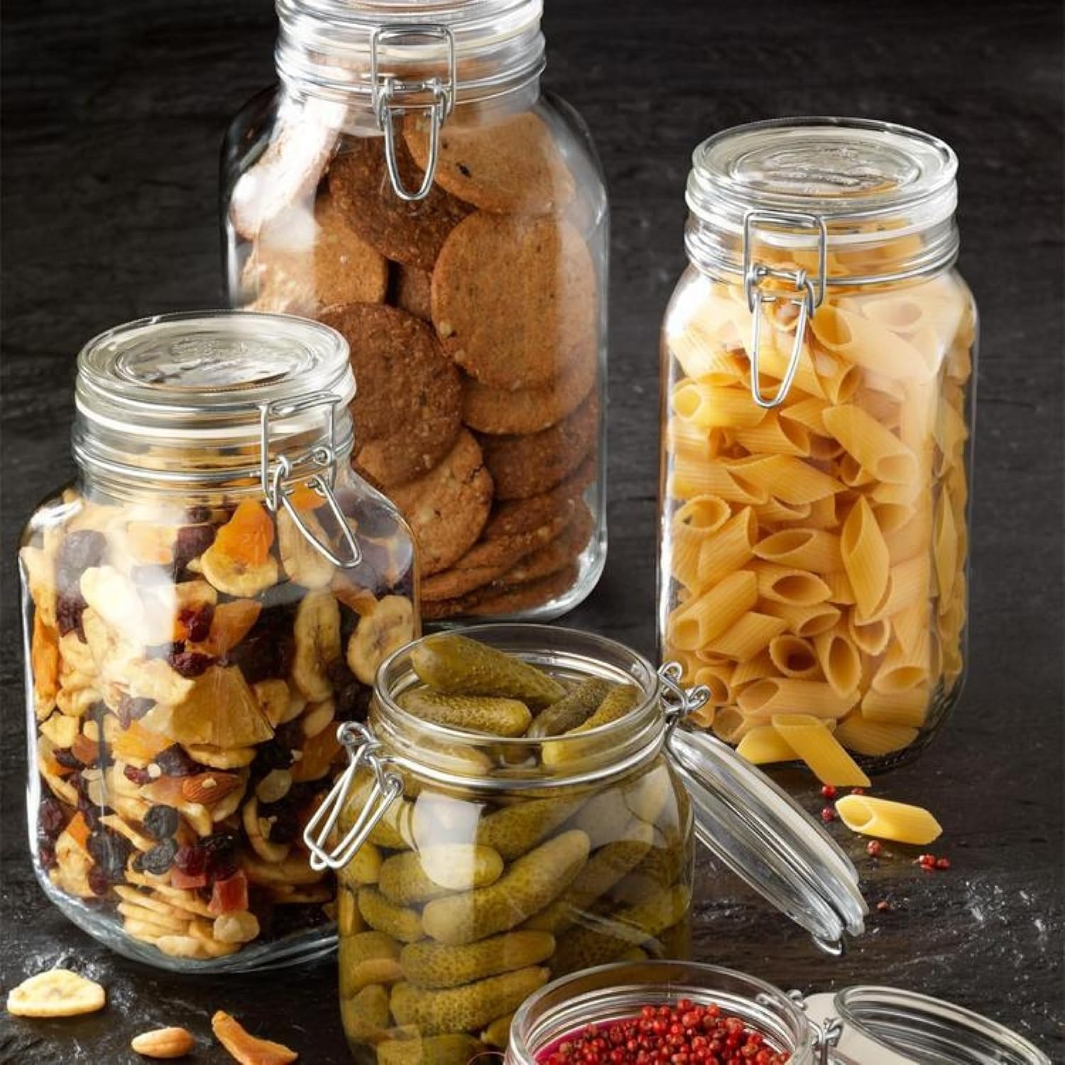 Bormioli Rocco Fido Glass Jar with Airtight Clamp Lid, 67.75 Oz - Clear | Italian Glass Fermentation Jar for Kombucha, Kimchi, Pickles & Sauerkraut