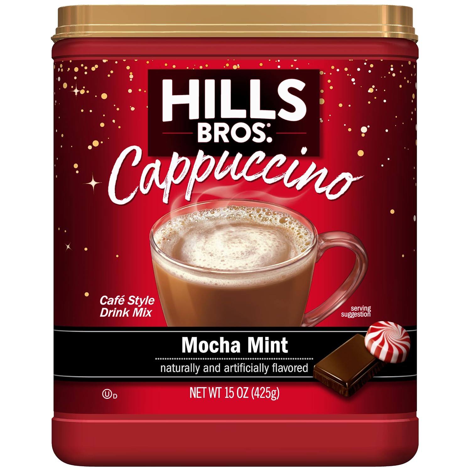 Hills Bros. Cappuccino Mix – Rich, Frothy Coffeehouse-Tasting Instant Drink Mix – Quick and Easy Preparation – Perfect for Hot & Iced Drinks & Creaming Coffee – Double Mocha, 1 Pack of 16oz
