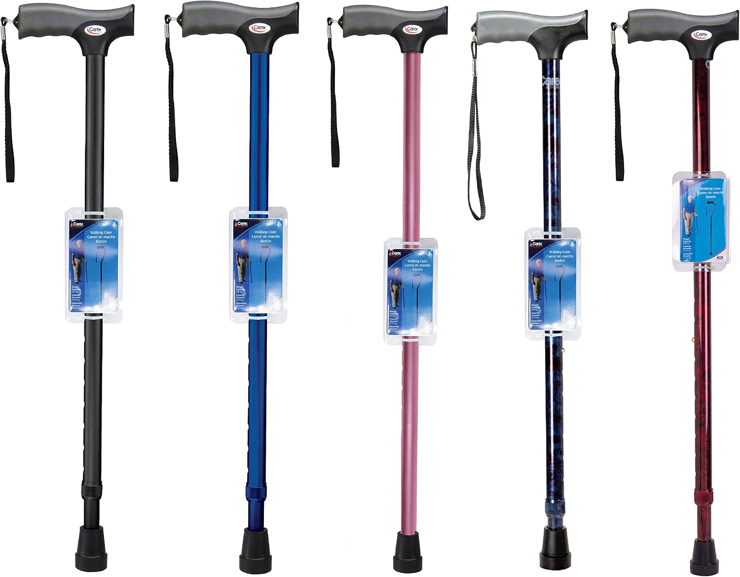 Carex Soft Grip Walking Cane with Strap, Anti-Slip Walking Cane for Easy Maneuvering, Walk Stick for Seniors & Adults with Added Support and Adjustable for Balance, Supports up to 250 lbs