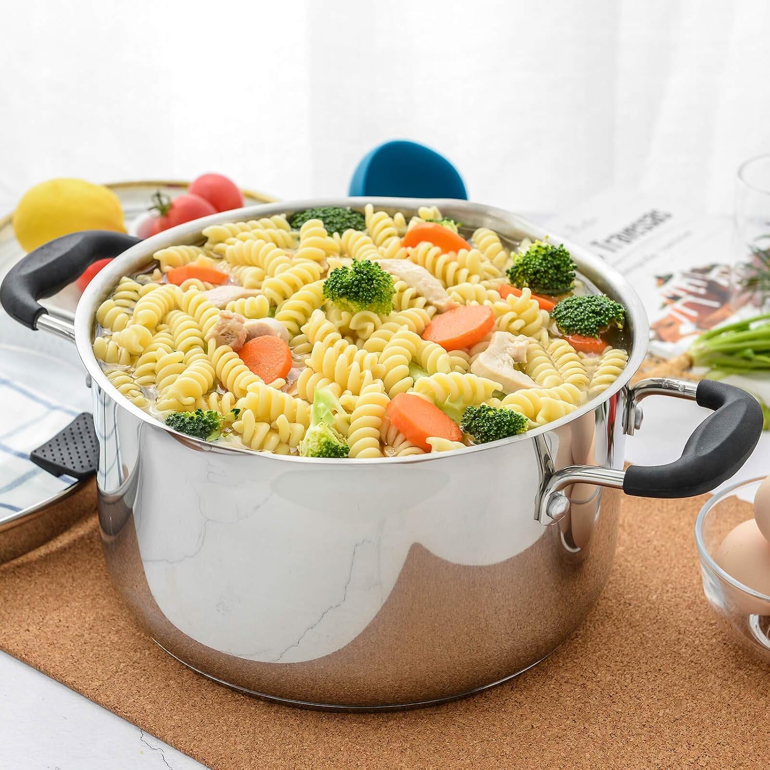 Rorence 6 Quart Stainless Steel Stock Pot, Induction Cooking Pot with Lid