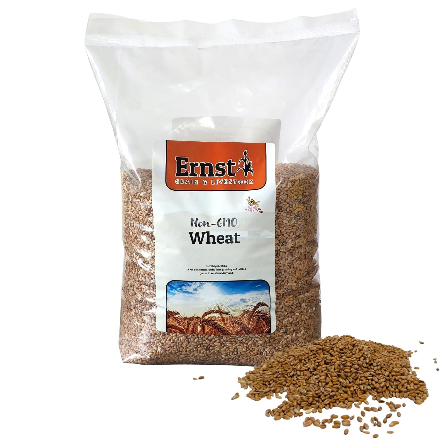 Ernst Grain & Livestock Soft Red Wheat Berries – Non‑GMO Feed Grade – 46 LB Bulk Bag – Ideal for Livestock & Poultry Feed – Grown (Family