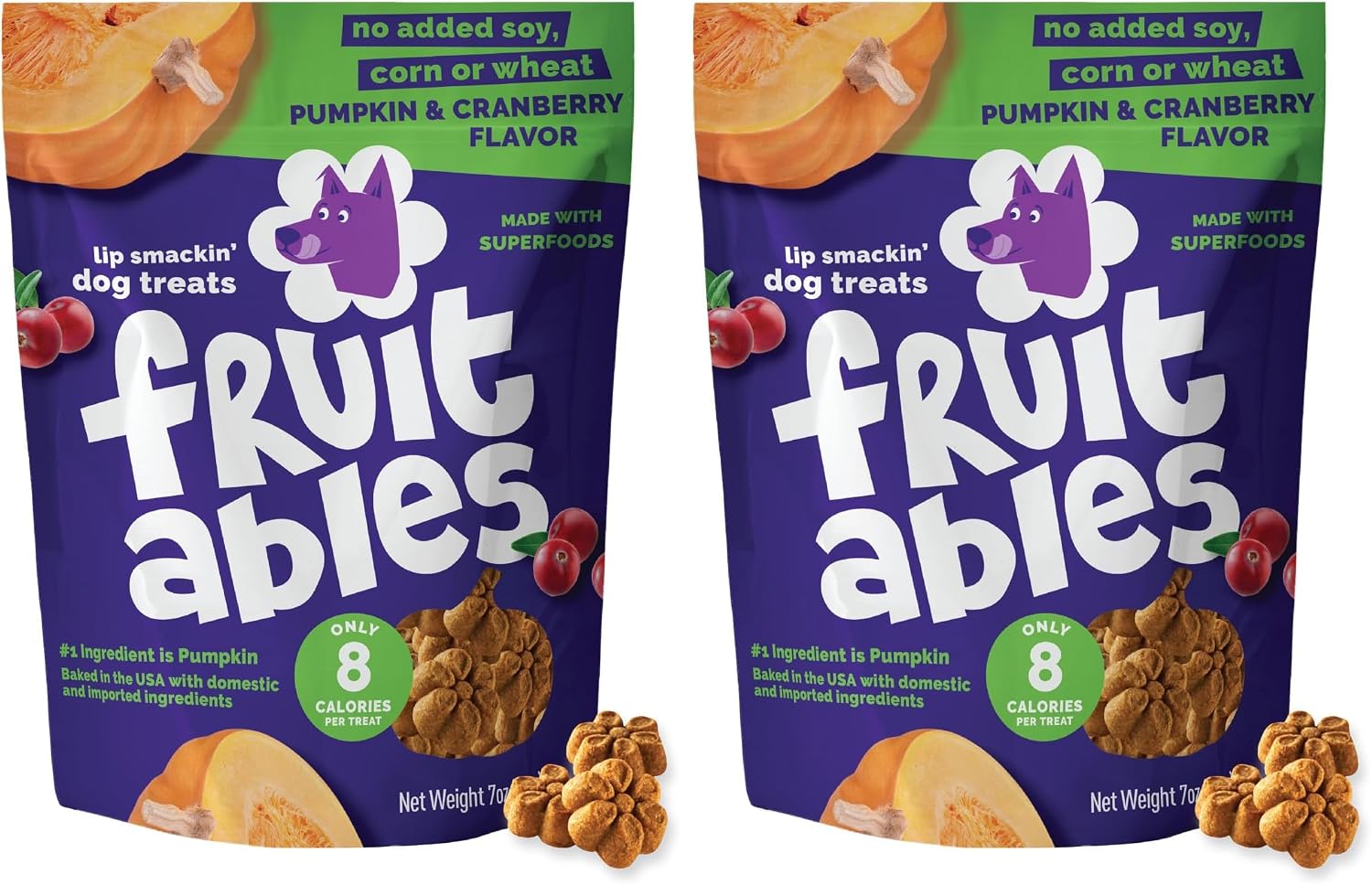 Fruitables Baked Dog Treats, Low Calorie Treats, Pumpkin & Banana, 7oz | Healthy Dog Treats, Training Treats, Crunchy Dog Biscuits, Limited Ingredient Recipe, Healthy Puppy Snacks, Made in USA