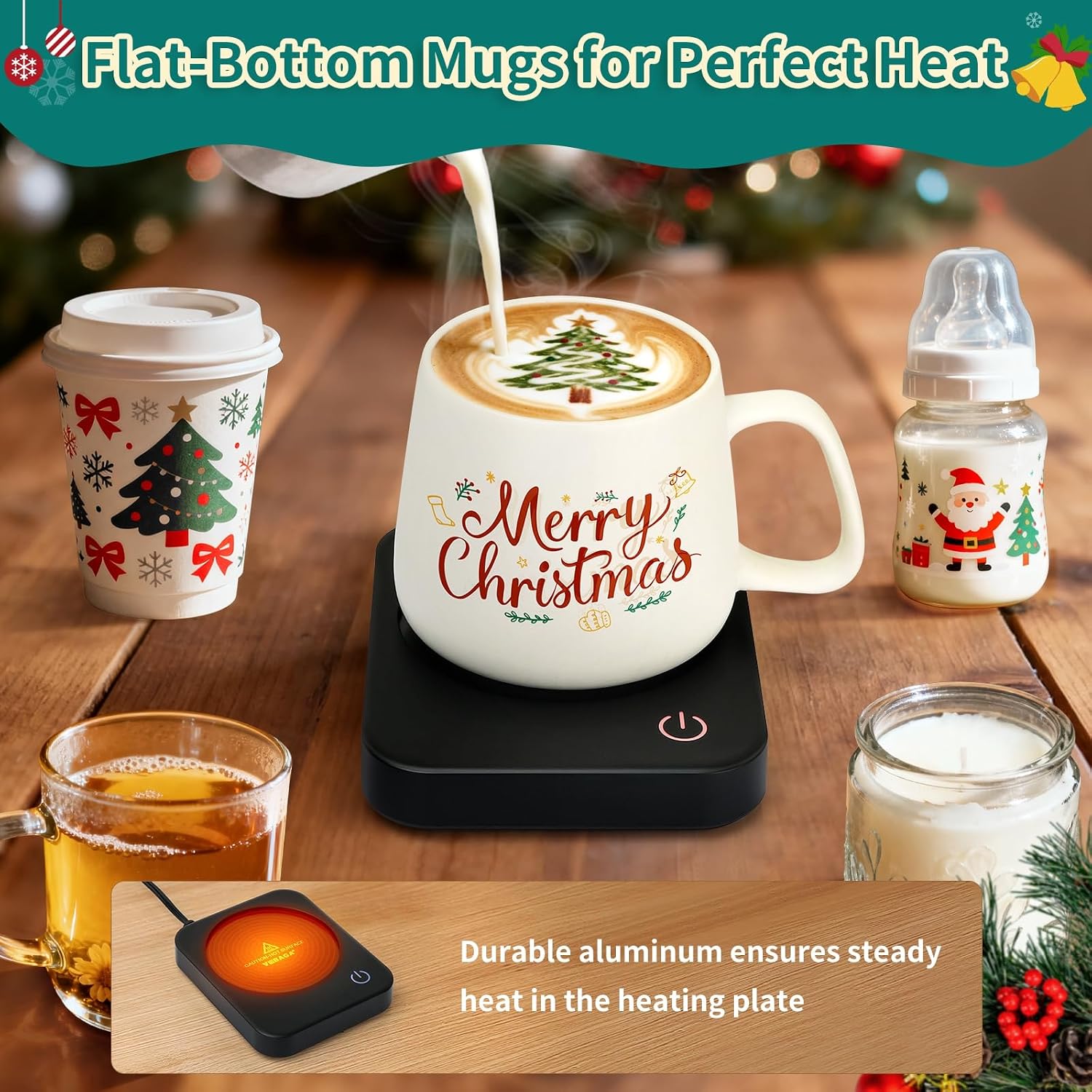 VOBAGA Coffee Mug Warmer for Desk with Auto Shut Off & 3-Temp Settings, Coffee Cup Warmer with Smart Safety Alert Home Office Accessory