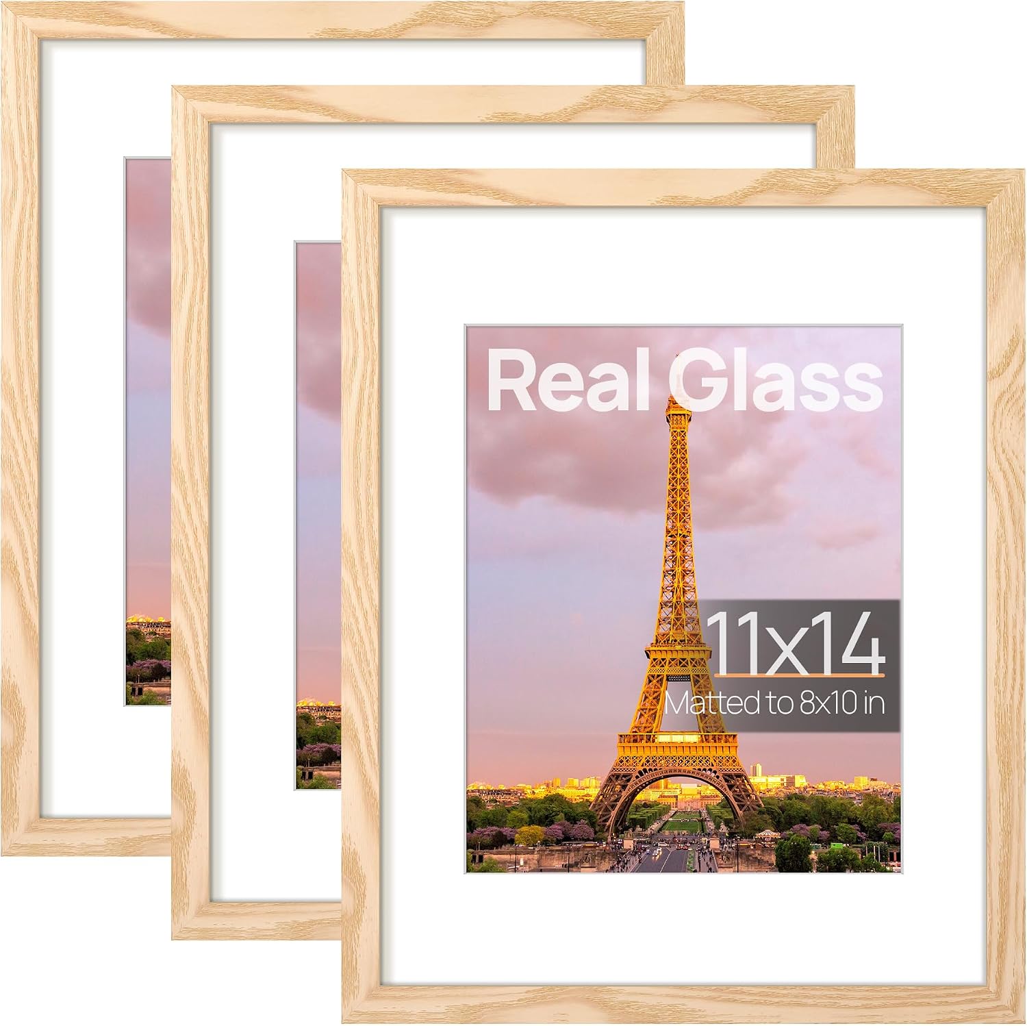 upsimples 12x12 Picture Frame, Gallery Glass Poster Frames Set of 3, Black