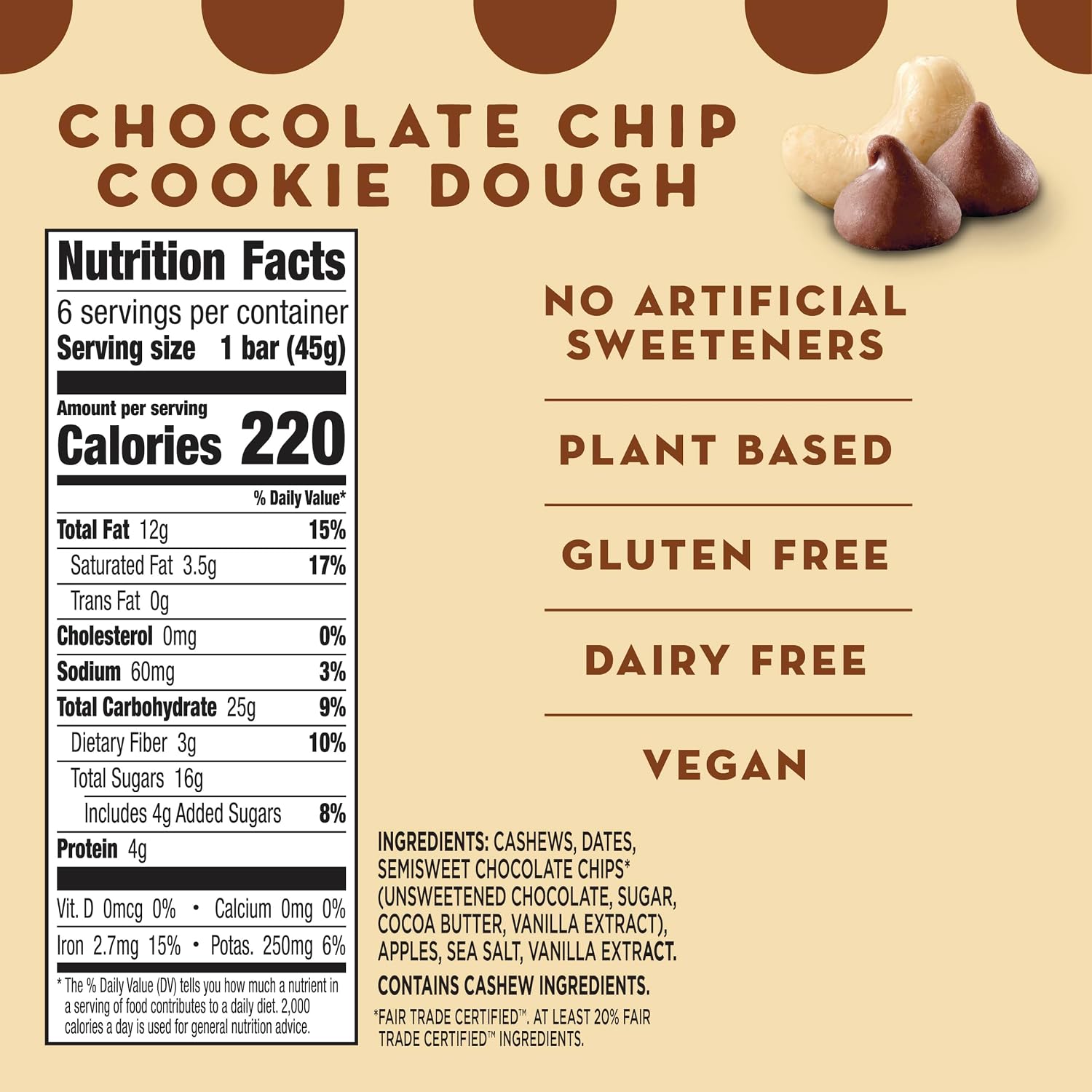 Larabar Chocolate Chip Cookie Dough, Fruit & Nut Bars, 18 ct, 28.8 oz