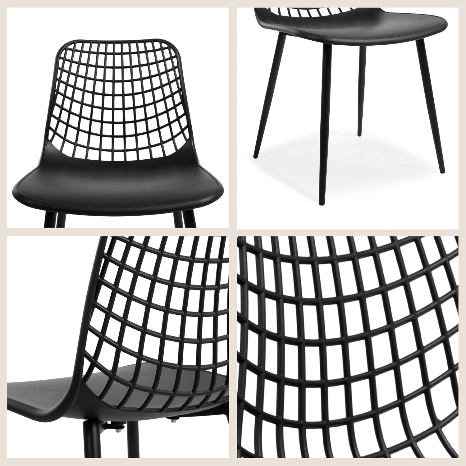 Poly & BARK Isla Modern Kitchen Chairs Set of 4 - Plastic Dining Chair with Metal Legs - Quick Assembly Simple Cafe Chairs Plastic for Indoor or