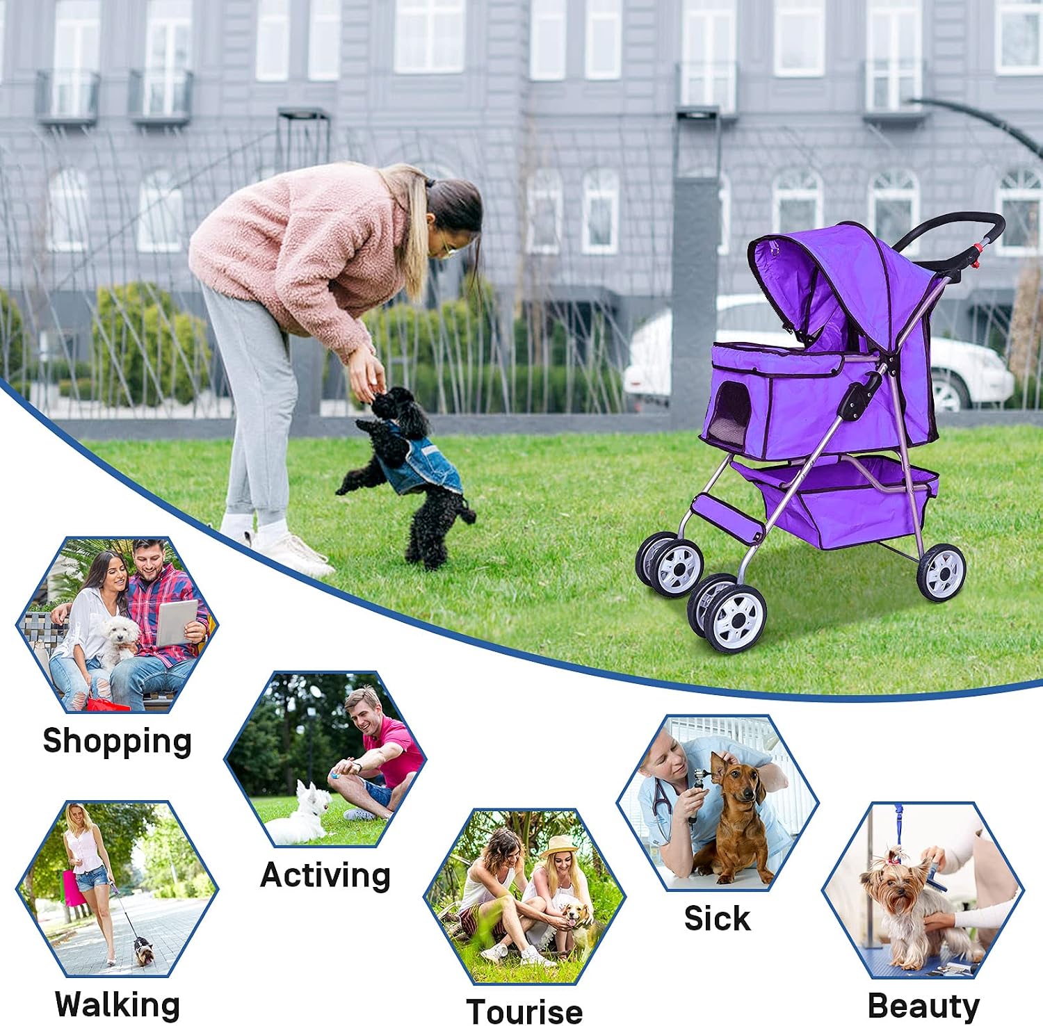 Best 4 Wheels Pet Stroller for Dog and Cat Stroller