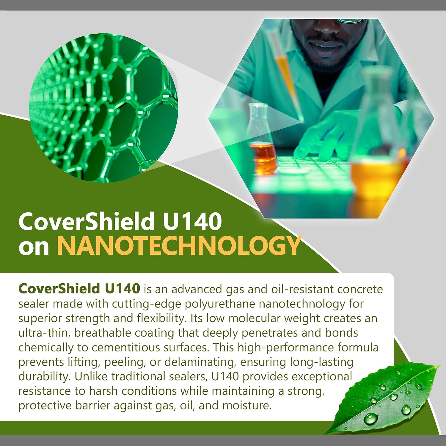 CoverTec CoverShield U140 Matte, Heavy-Duty Gas and Oil Resistant Concrete Sealer, Hard Surface Sealer, 1 Gal | Prof-Grade (2) Part Kit
