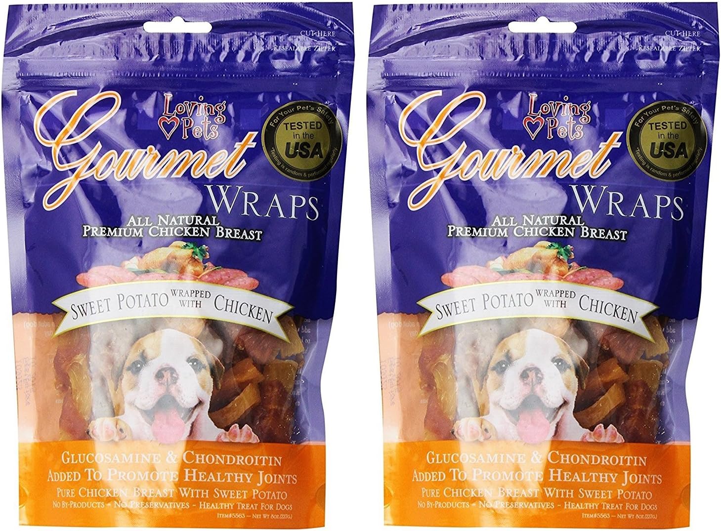 Loving Pets Gourmet Sweet Potato & Chicken Wraps Dog Treats with Glucosamine and Chondroitin, 2 Count