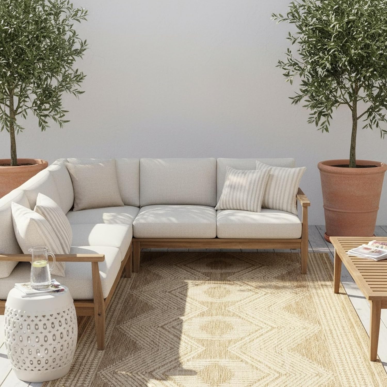 nuLOOM Ranya Light Brown Geometric Indoor/Outdoor Area Rug, 4' x 5'