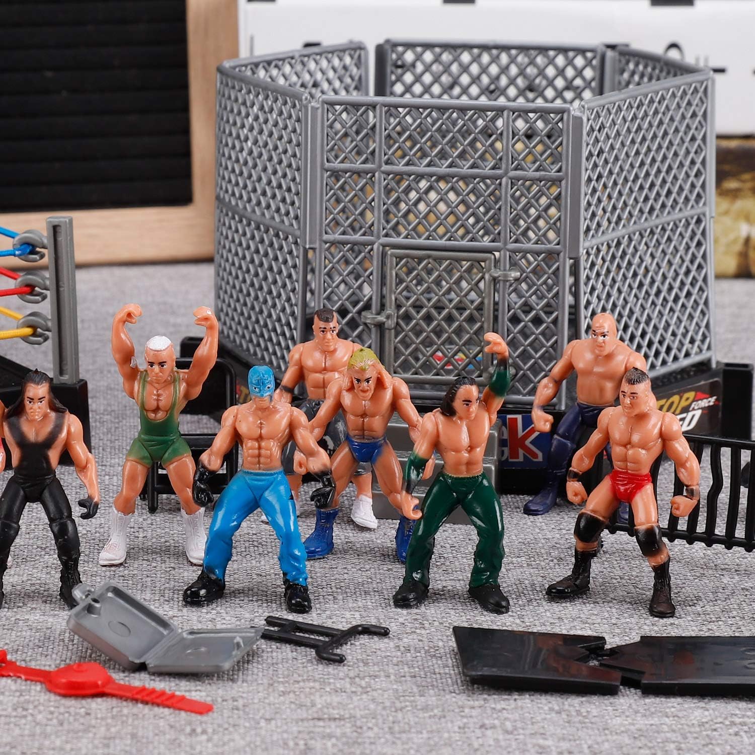 Liberty Imports Ultimate 32-Piece Wrestling Miniature Toys for Kids Pretend Play