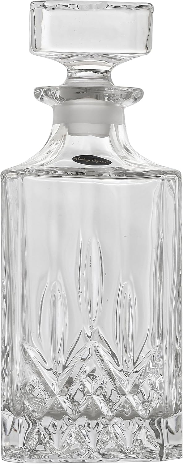 Amlong Crystal Lead-Free Crystal Liquor Decanter with Stopper, Round