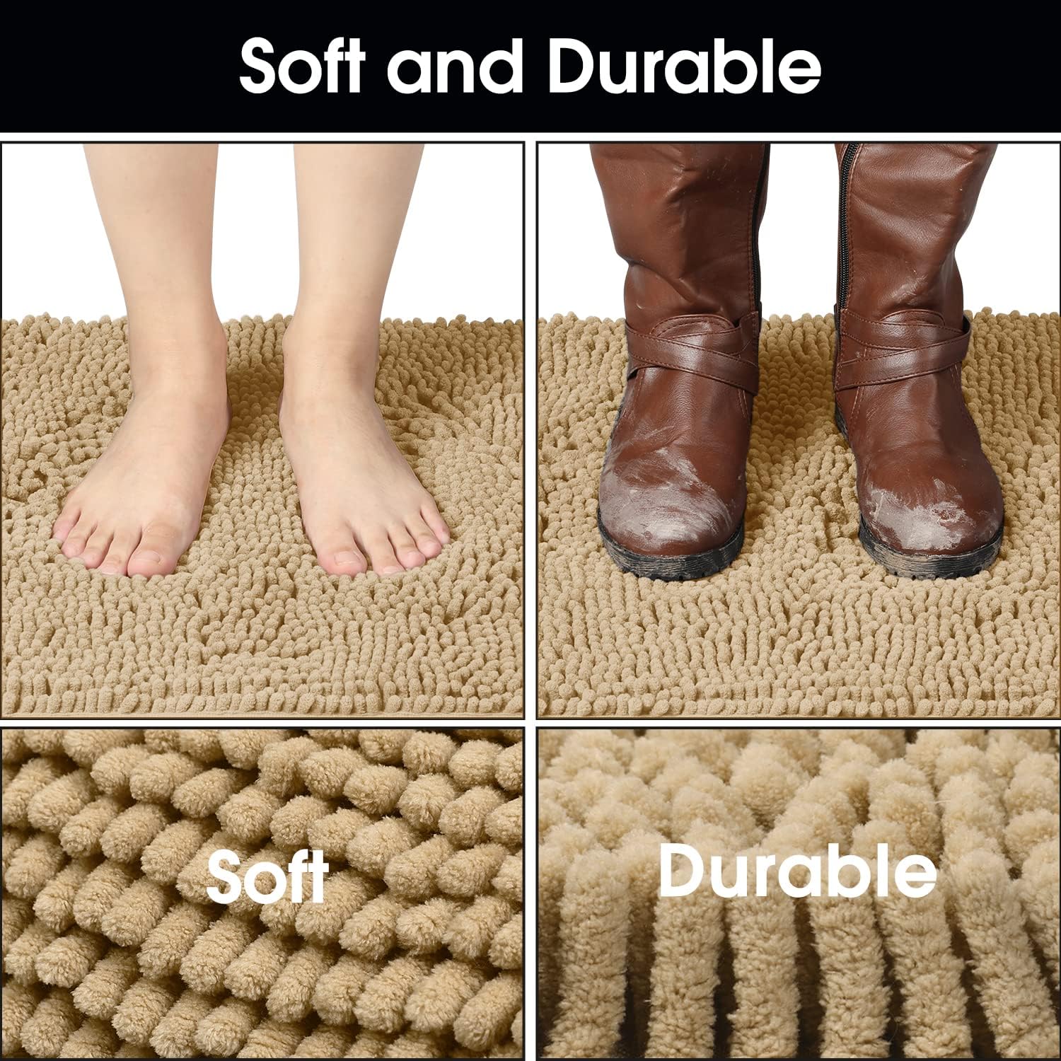 HOMEIDEAS Dog Door Mat for Muddy Paws 30x20, Absorbs Moisture and Dirt, Non-Slip Washable Doormat, Soft Chenille Mud Mat for Dogs