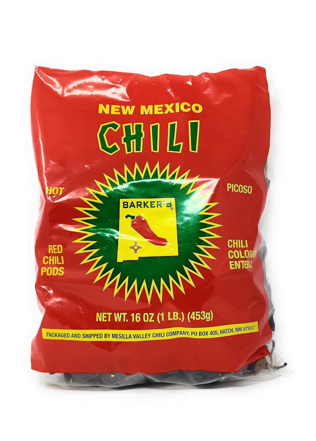 Baker's Barkers Dried Red Chili Pods - Hot, 16 Ounces - Grown in World Famous Chili Region Hatch, NM - No Preservatives, USA Product