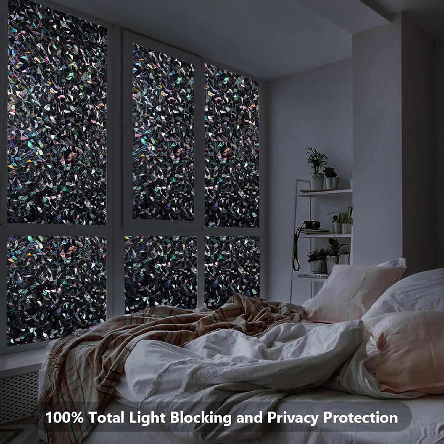 LEMON CLOUD Window Privacy Film, Rainbow Stained Glass Cling,17.5″ x 78.7″