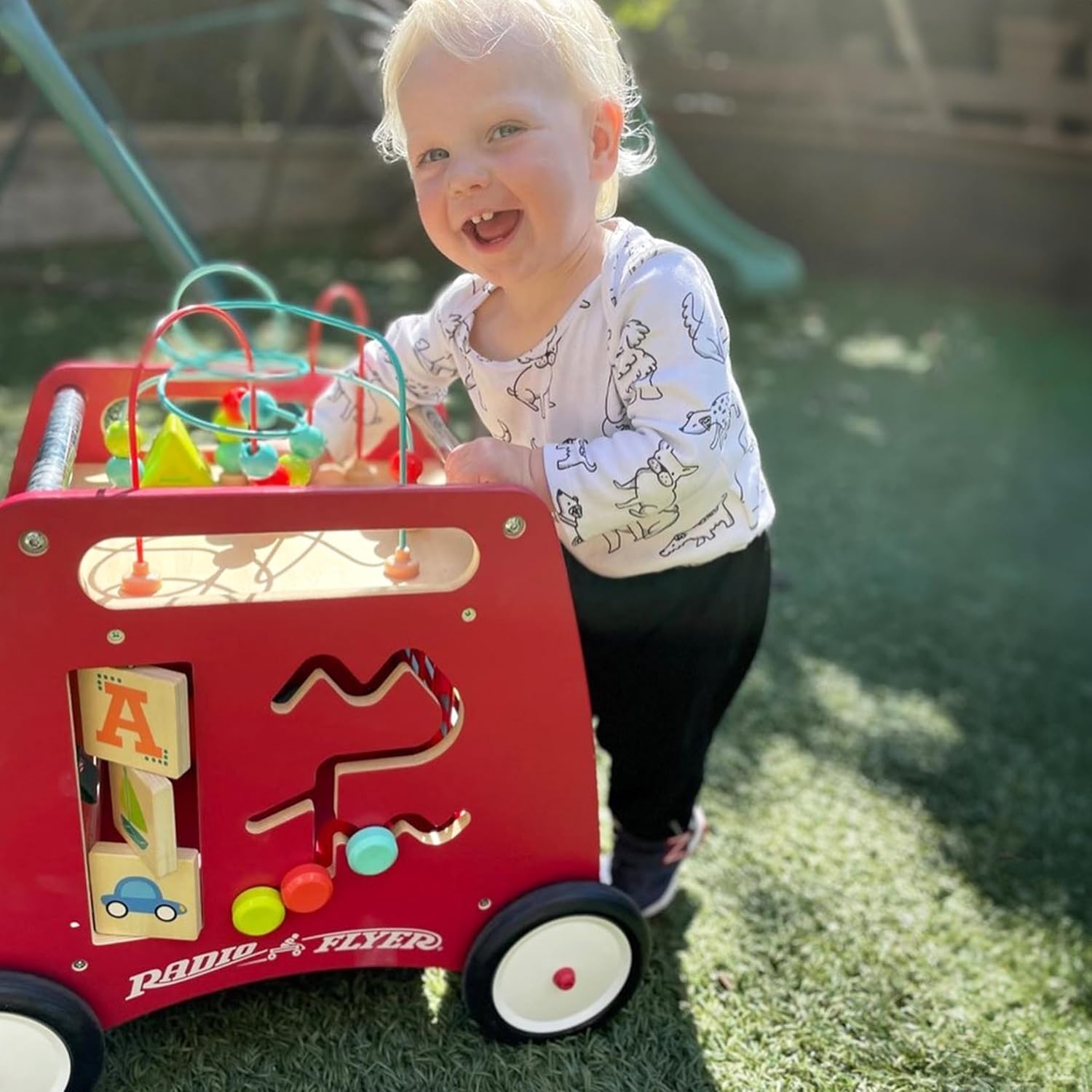 Radio Flyer Classic Walker Wagon, for Kids 1-4 Years Old, Red | Resistance Clickers to Control Speed, Baby Push Walker with Furniture Bumper, For Indoor Play