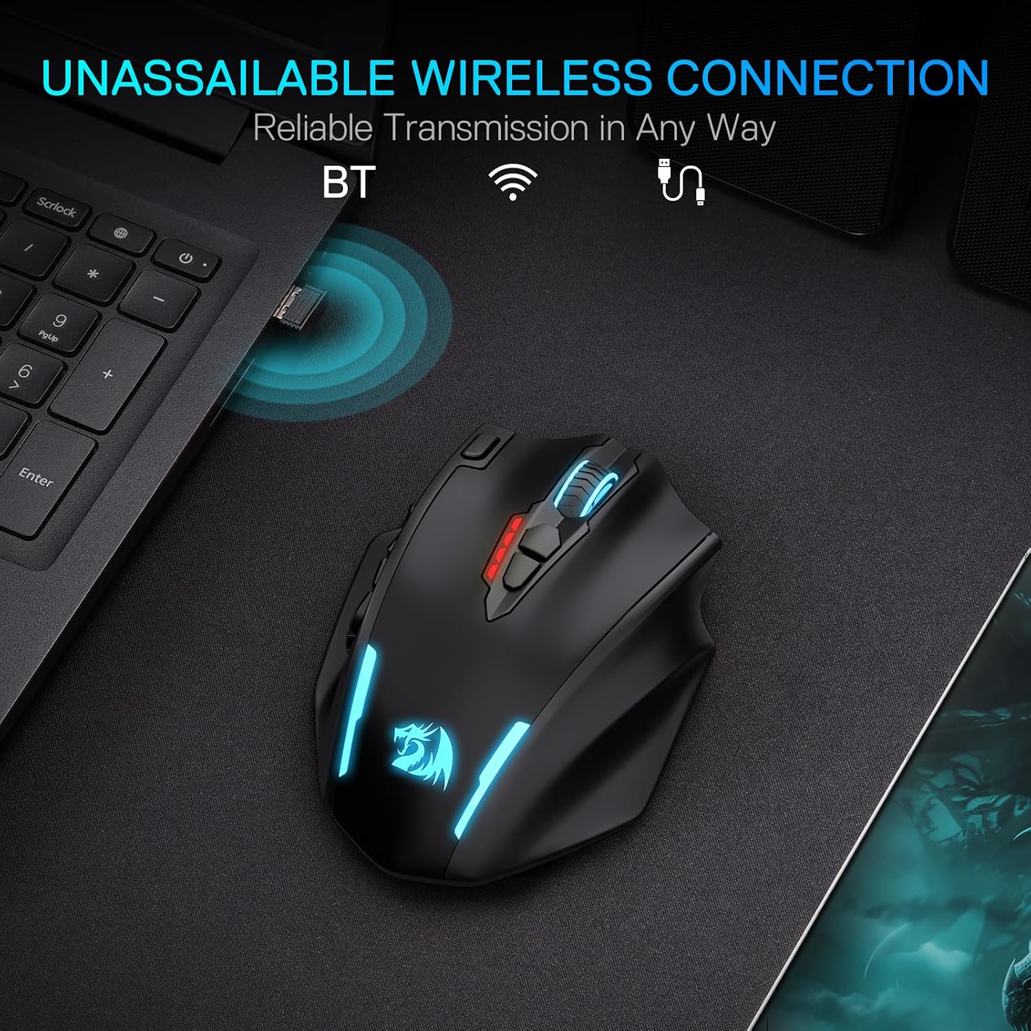 Redragon M908 Wired MMO RGB Gaming Mouse 12400 DPI Remapping Keys | Stable Lag-Free Connection, Redefine Keybinding Macro, Vibing Backlight, Ergonomic Grip Body Comfort