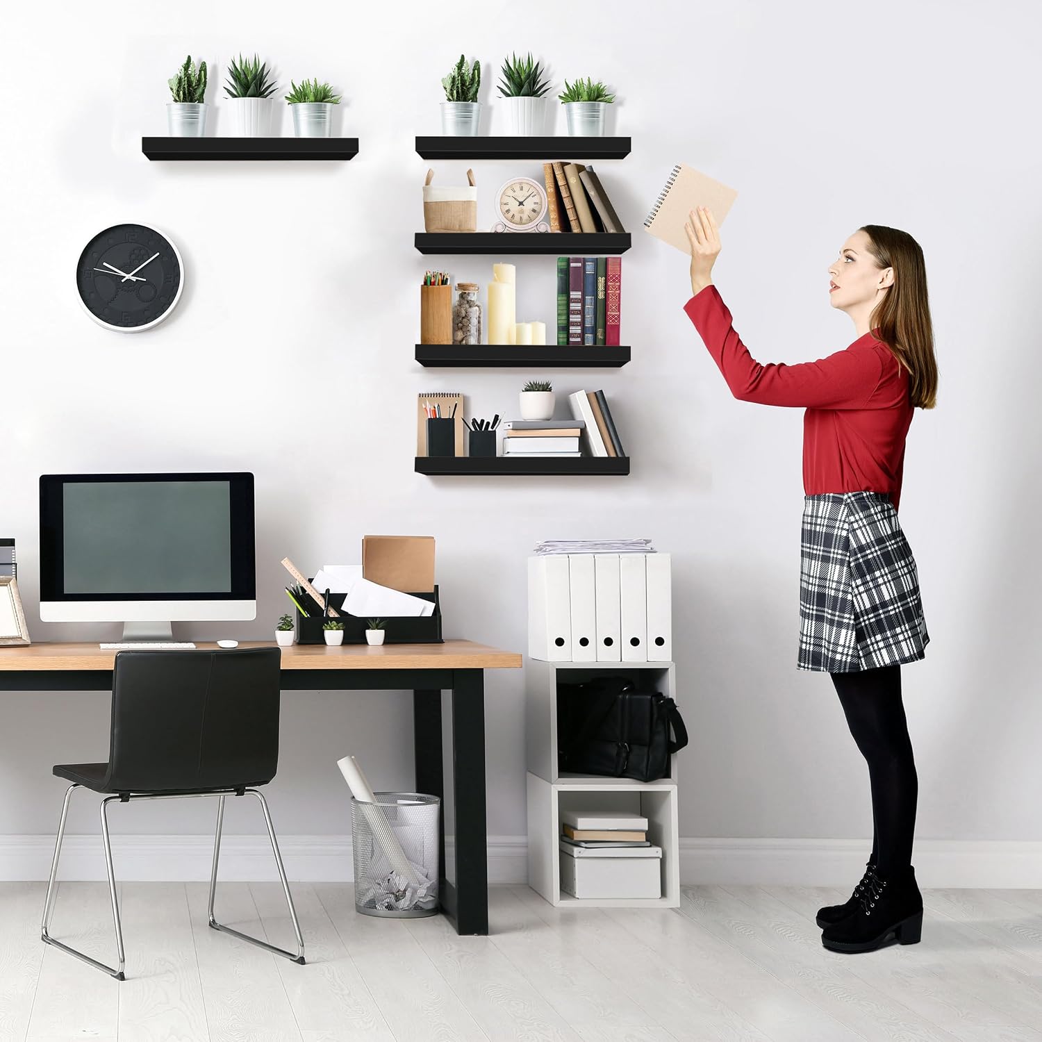 Sorbus Floating Shelves for Wall – 16 Inch Floating Shelf for Kitchen, Bedroom, Living Room, Bathroom, Home & Wall Decor - Mounted Bathroom Shelves with Invisible Brackets (Grey, 3 Pack)