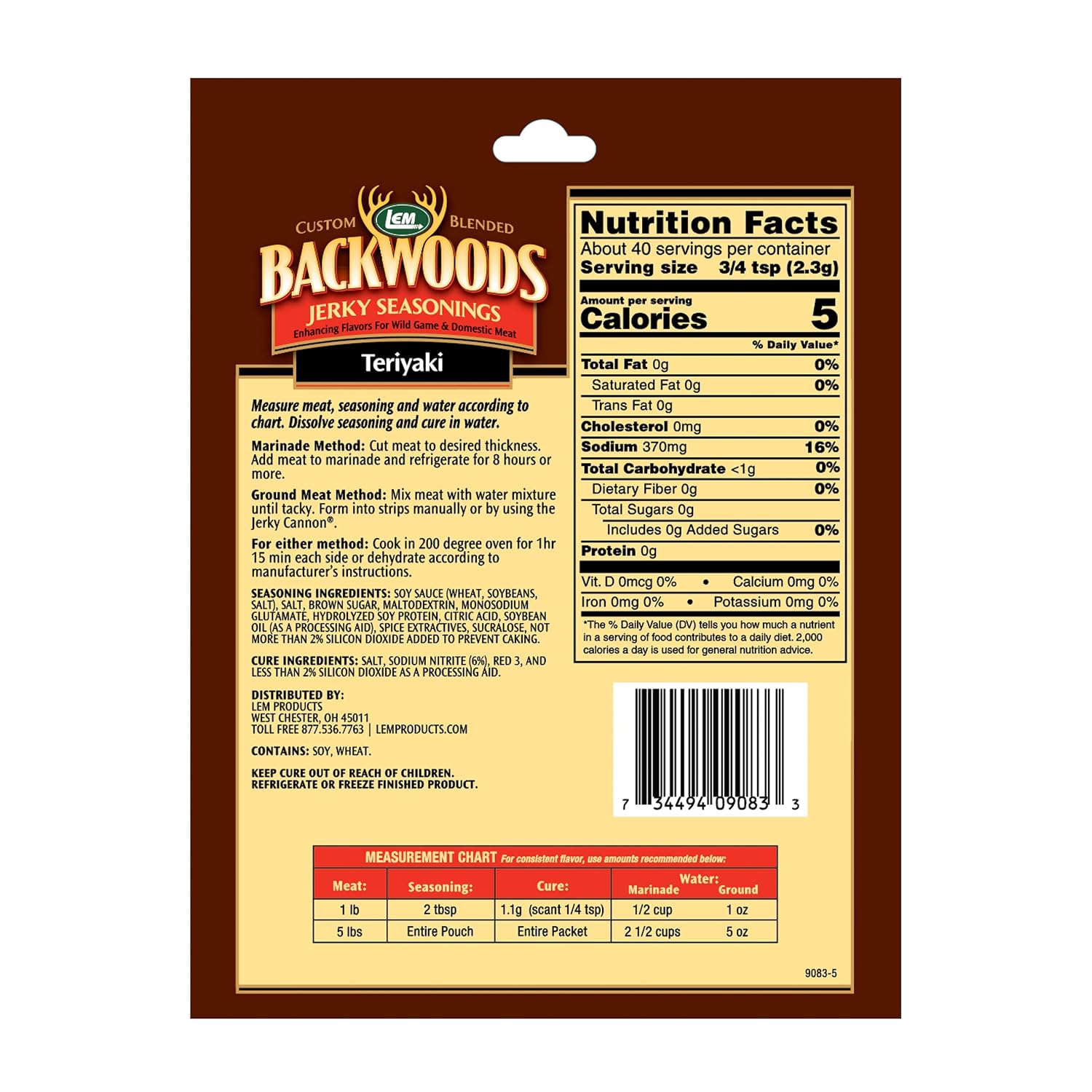 LEM Backwoods Teriyaki Seasoning with Cure Packet ,1 oz.