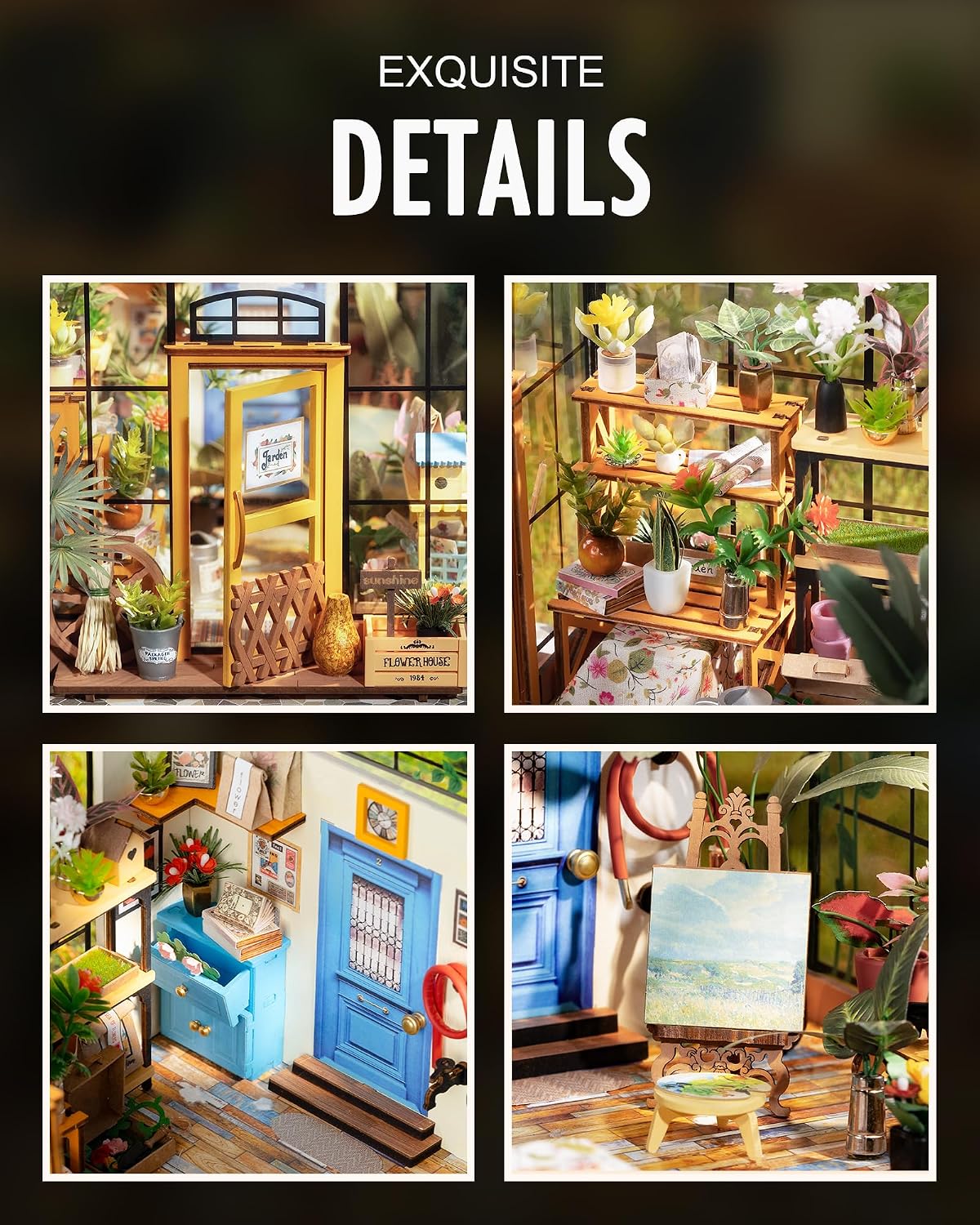 Rolife DIY Miniature Greenhouse Kits for Adults - Cathy's Flower House | Beginner-Friendly Diorama Kits Mayberry Street Tiny House For Adults