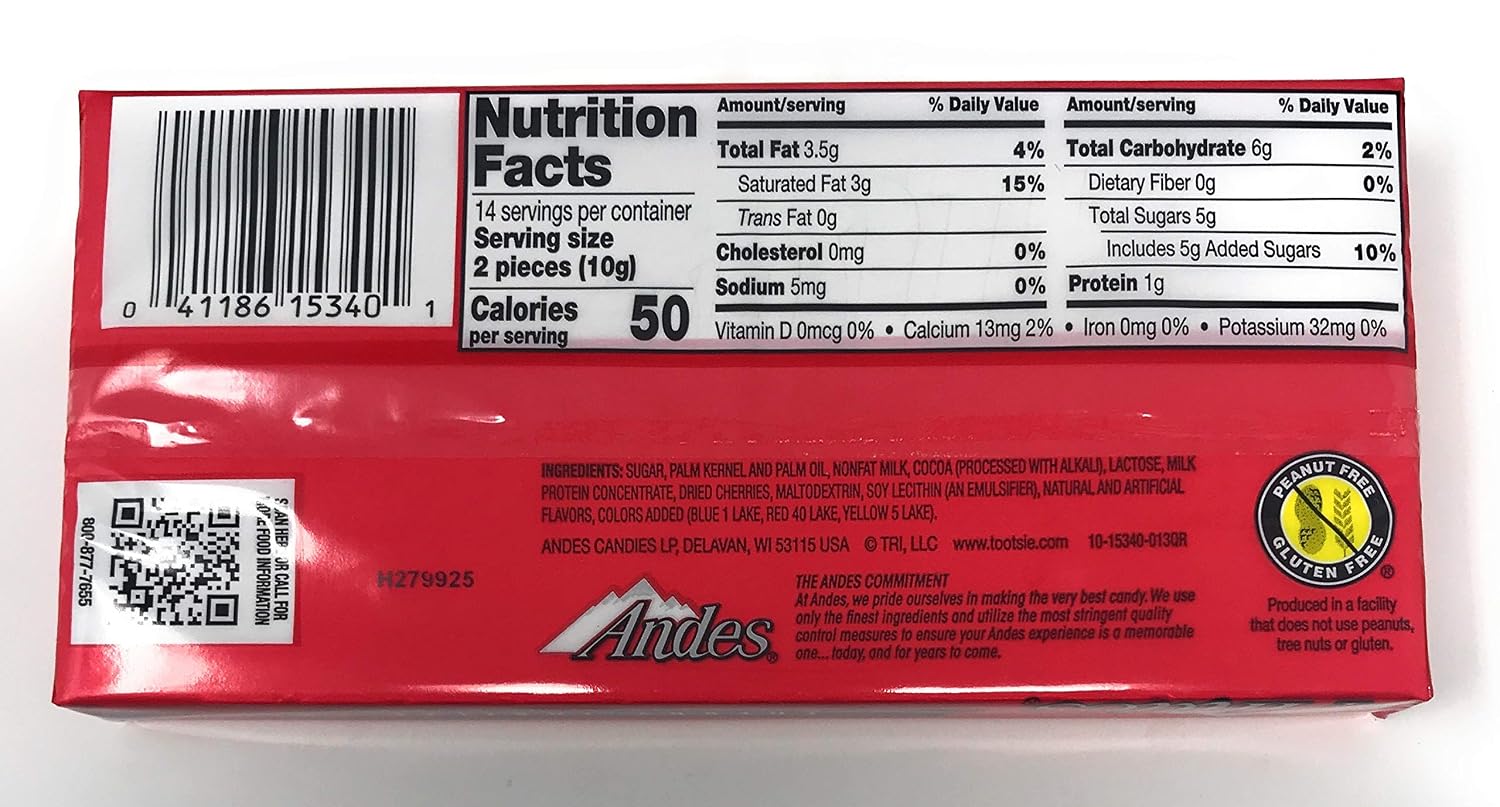 Andes Candies Chocolate Variety Pack of 4 Flavors: Peppermint Crunch, Toffee Crunch, Cherry Jubilee, Mint Cookie Crunch (4.67 oz./28 Pieces Each)