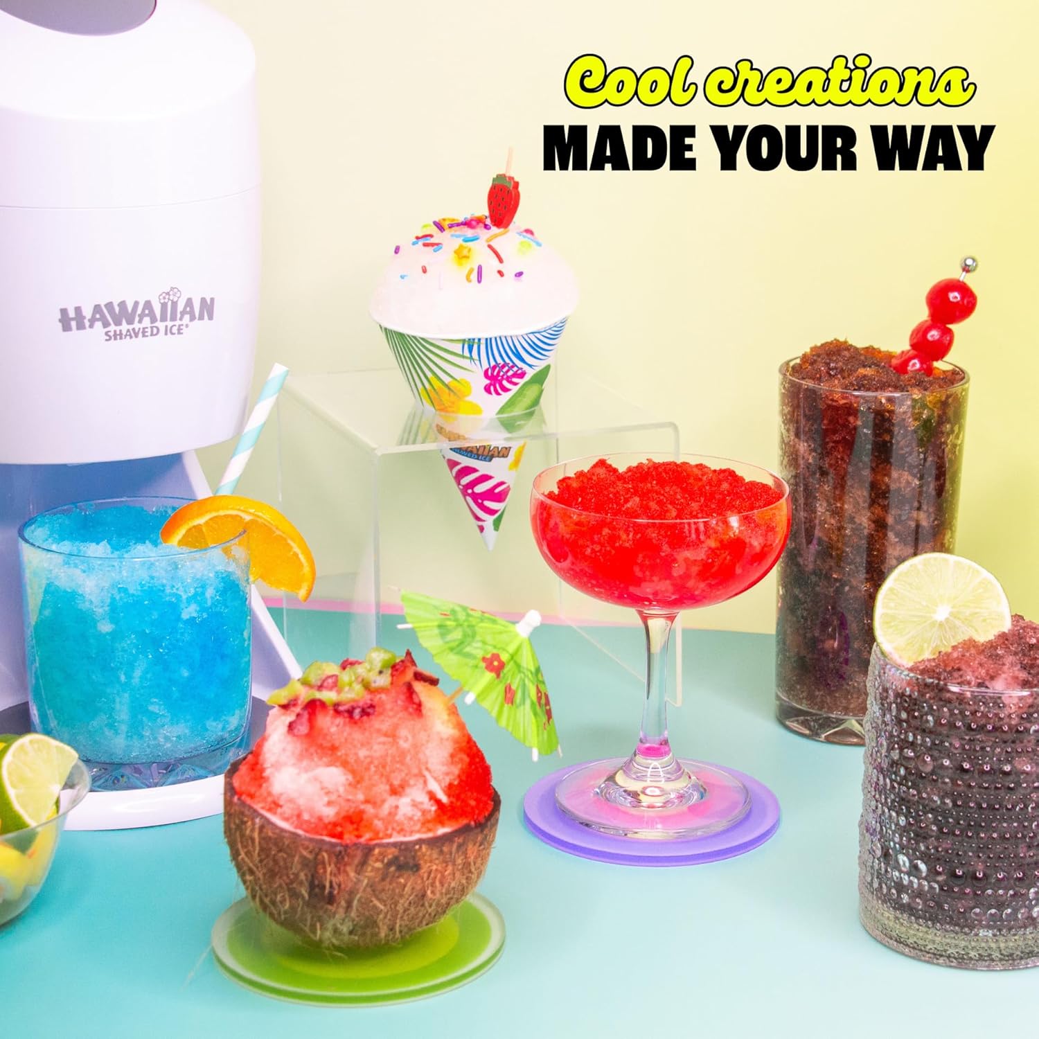 Hawaiian Shaved Ice Syrup Variety Pack - 10 Premium Snow Cone Flavors - Long-Lasting Shaved Ice Flavorings for Home & Business Use - 16oz Bottles