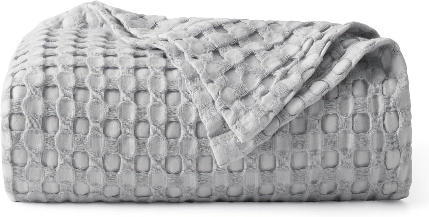 Bedsure Cooling Waffle Blanket for Hot Sleepers, Ivory, Queen, 90"x90"