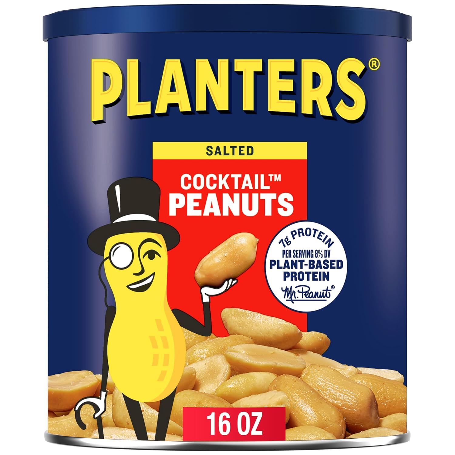 PLANTERS Salted Peanuts, Party Snacks, 16 Oz (1 Ct) | Dry Roasted Salted Peanuts. 0g Trans Fat. Resealable Jar. Snacks for Adults. Party Mix, Flavored Nuts