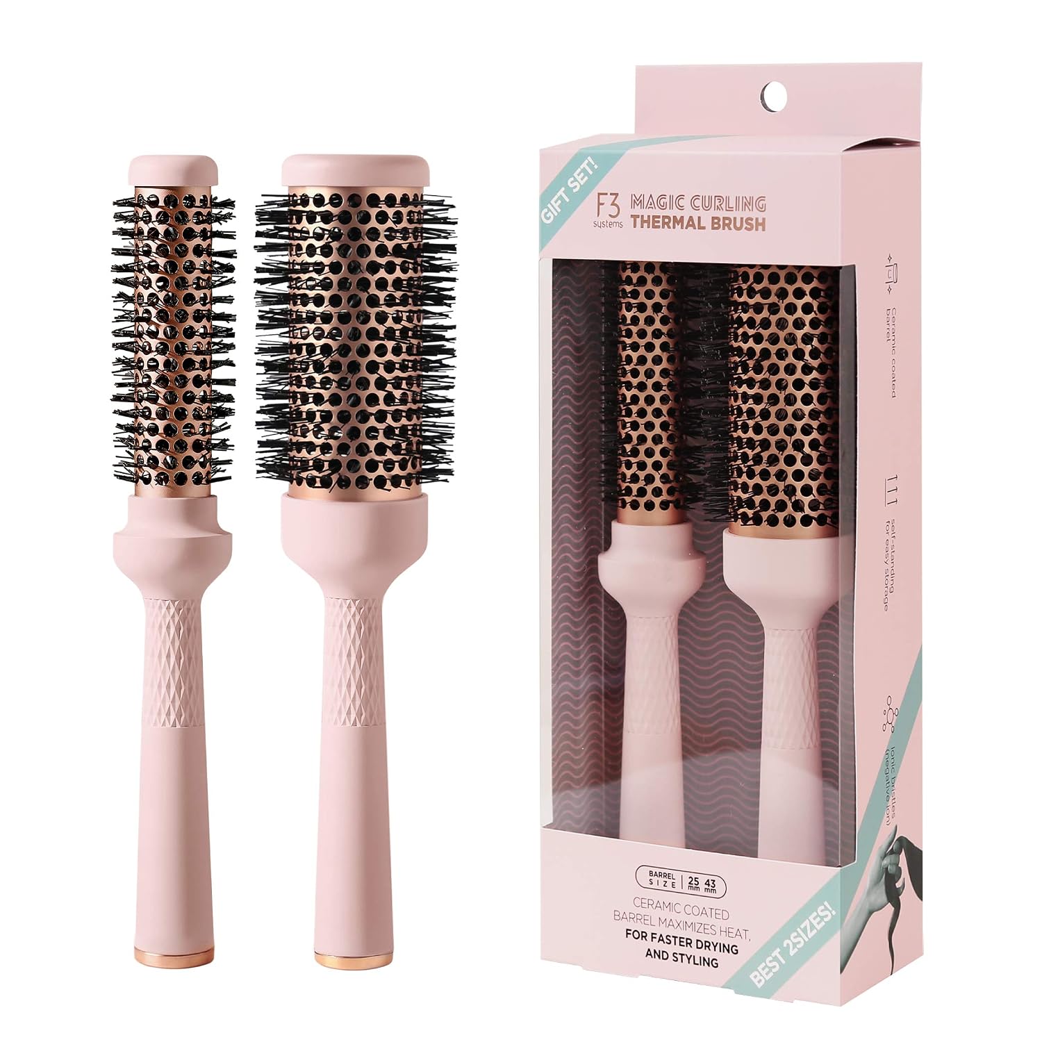Magic Curling Round Brush (1 Inch) - Non-electronic, Self-Standing Round Brush, Great Blowout, Ceramic Coated Barrel, Quick Styling