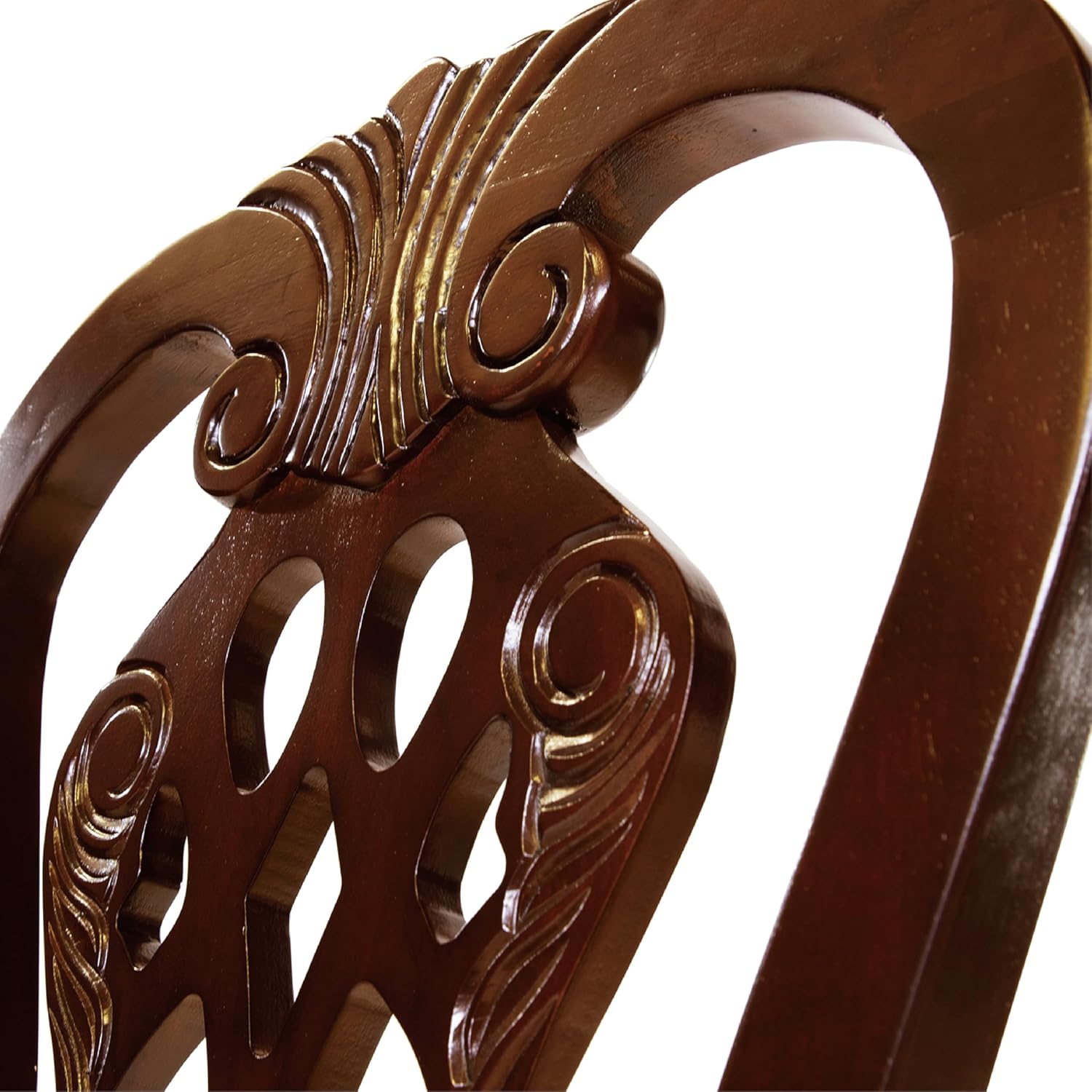 Furniture of America Madeline Traditional Solid Wood Kitchen and Dining Room Chairs Set of 2 with Pattern Fabric Upholstered, Antique Padded Side Seat
