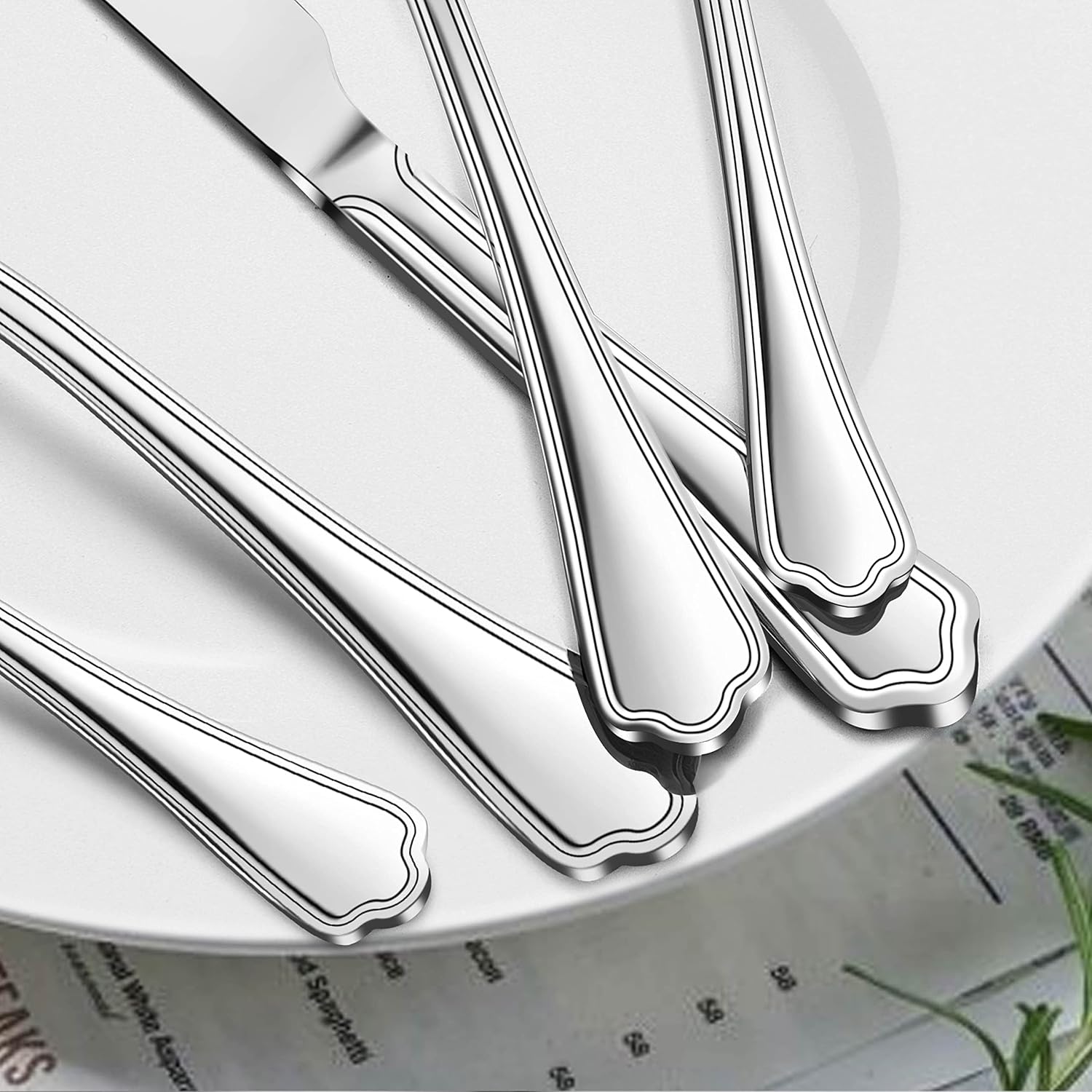 LIANYU 77-Piece Silverware Flatware Set for 12, Stainless Steel Cutlery Set