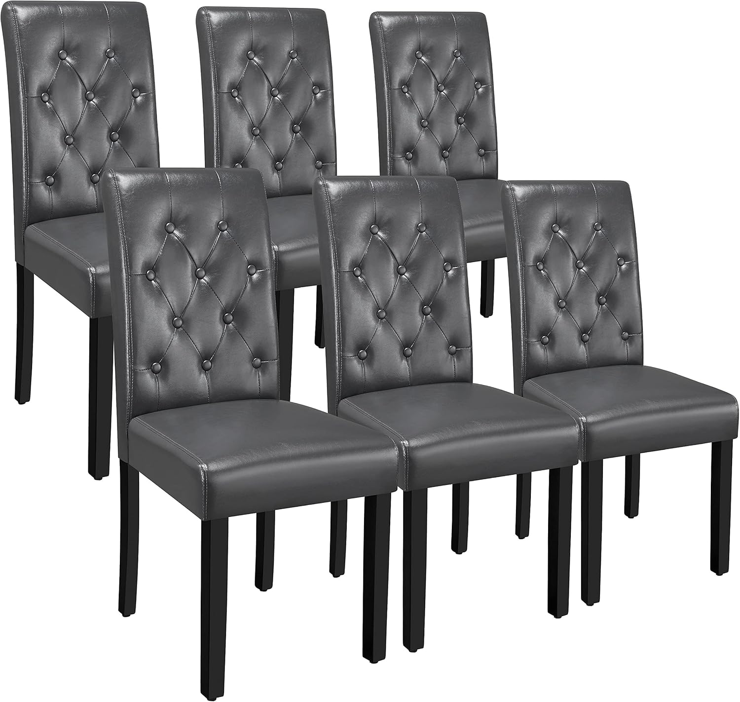 Yaheetech Dining Chairs Set of 2 Button Tufted Kitchen Chairs Brown
