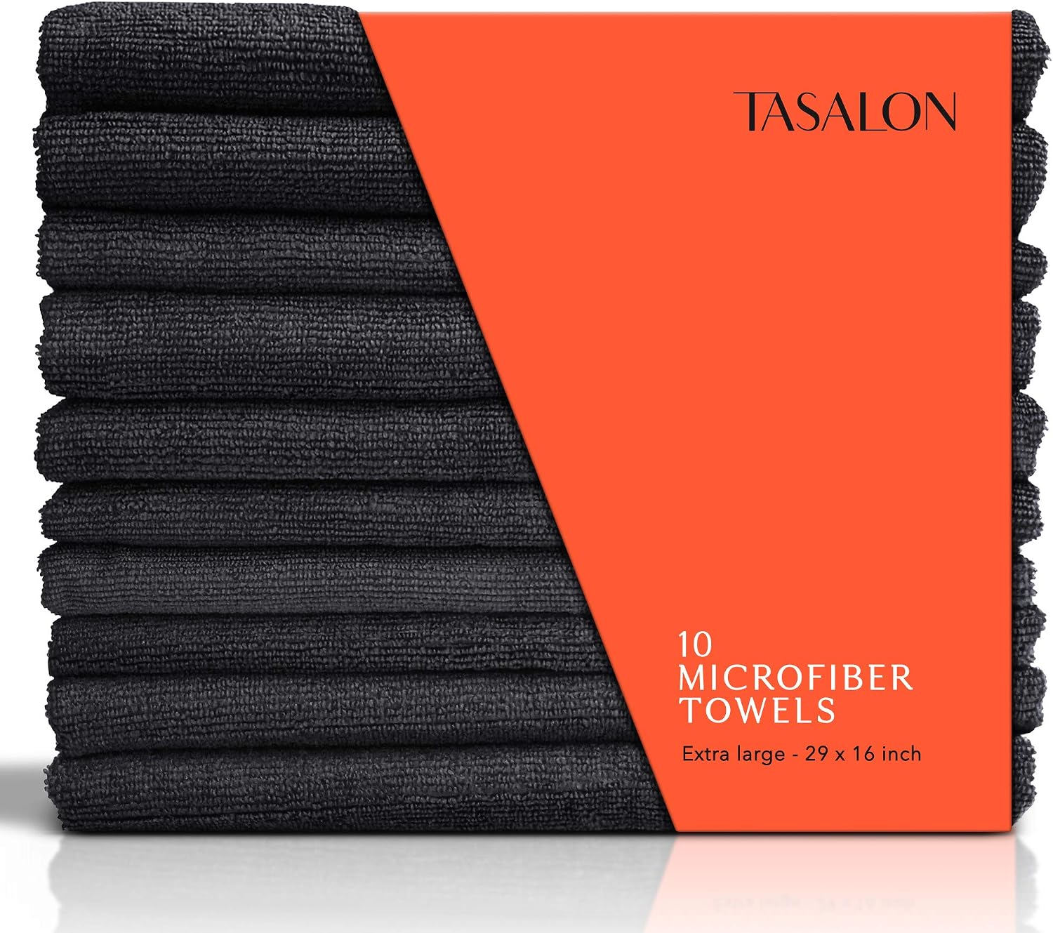 TASALON Microfiber Salon Hair Towels 10 Pack, 29" x 16" Ultra-Soft - Black